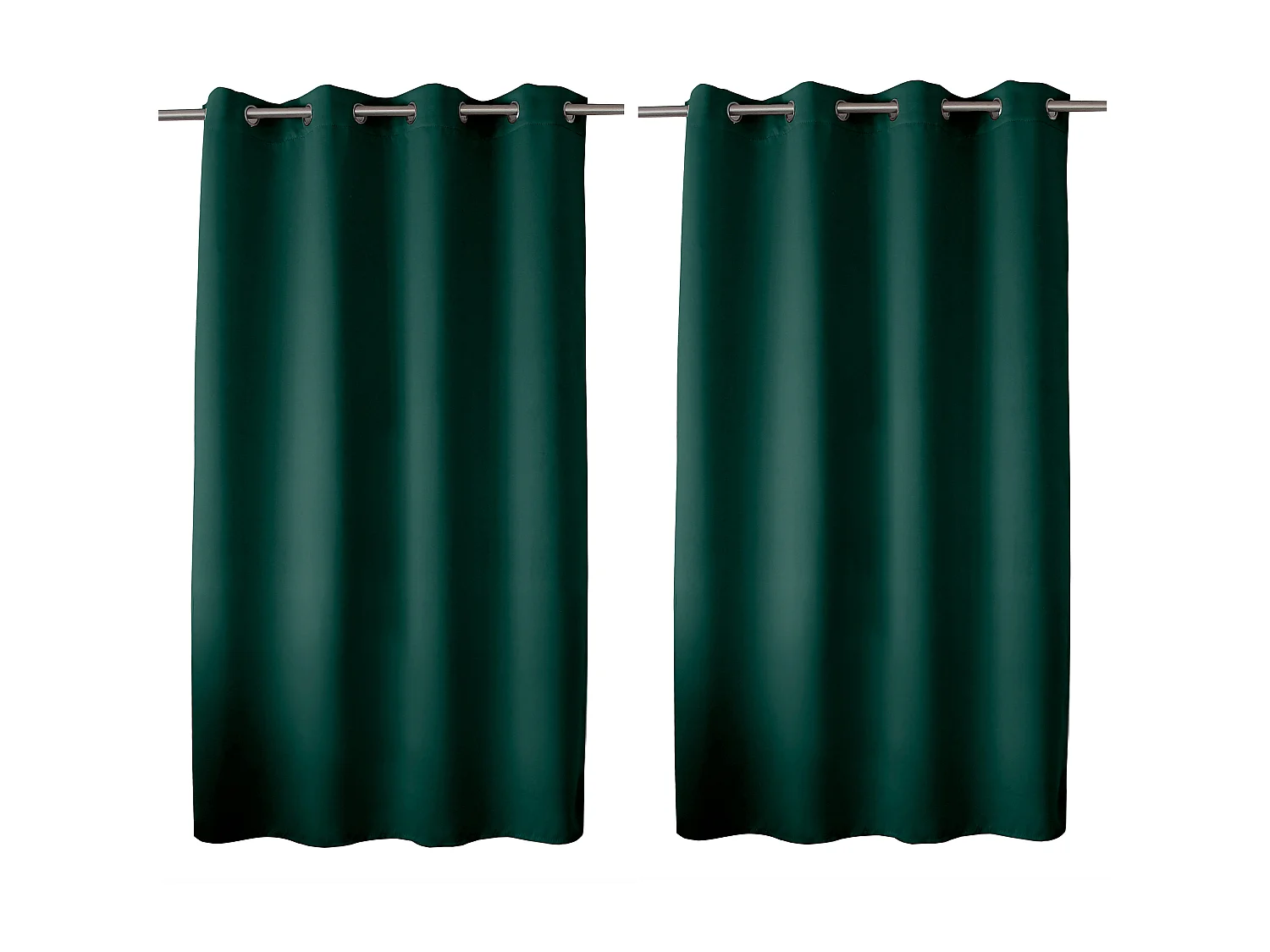 Set van 2 verduisterende gordijnen met zeilringen, donkergroen, 140x180cm, 100% polyester, Reglisse collectie