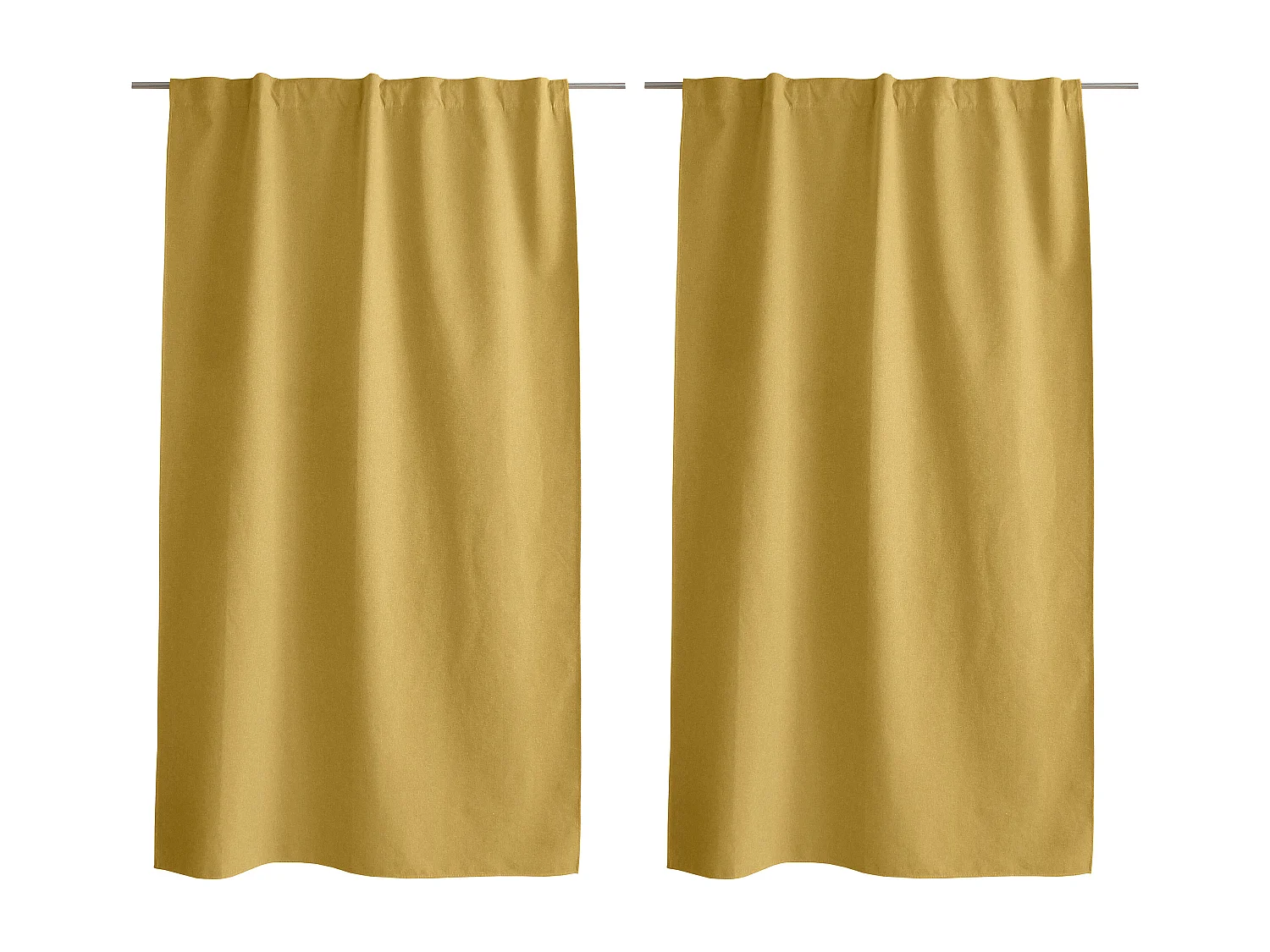 Set van 2 gordijnen, 100% verduisterend, 140x240cm, mosterdgeel, verborgen poten, Eclipse collectie