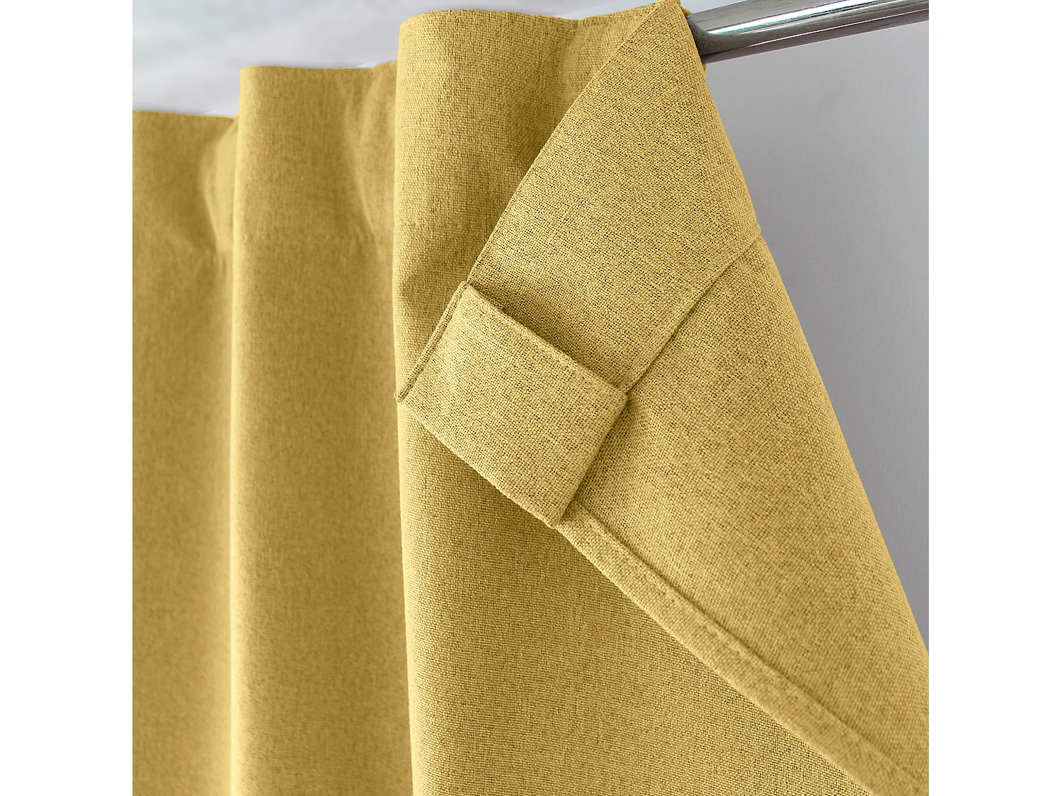 Set van 2 gordijnen, 100% verduisterend, 140x240cm, mosterdgeel, verborgen poten, Eclipse collectie