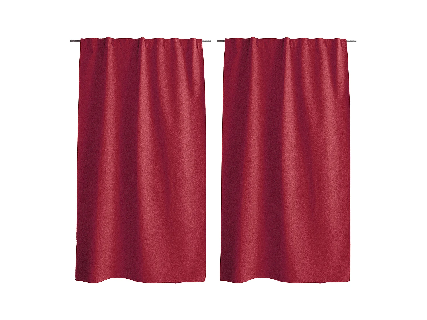 Lot de 2 Rideaux, 100% Occultant, 140x240cm, Rouge, Pattes Cachées, Collection Eclipse