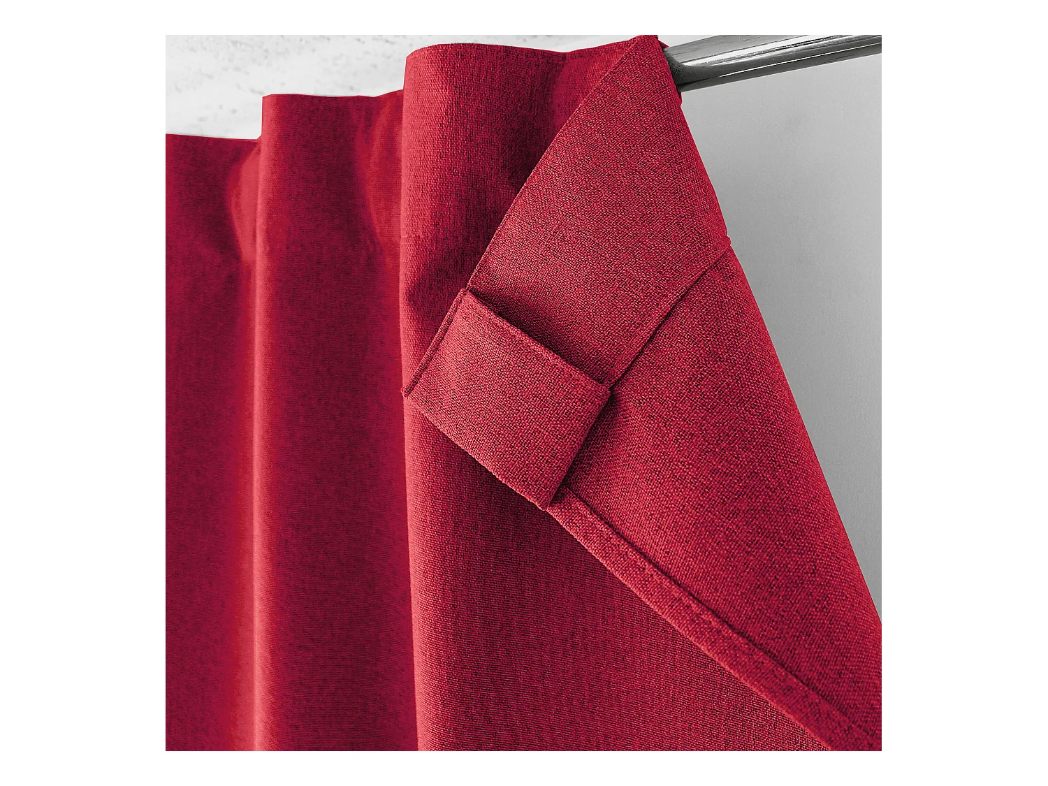 Lot de 2 Rideaux, 100% Occultant, 140x240cm, Rouge, Pattes Cachées, Collection Eclipse