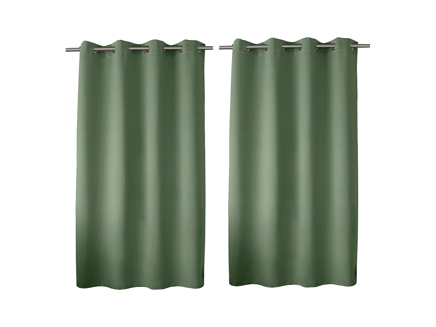 Set van 2 verduisterende gordijnen met zeilringen, kleigroen, 140x180cm, 100% polyester, Reglisse collectie