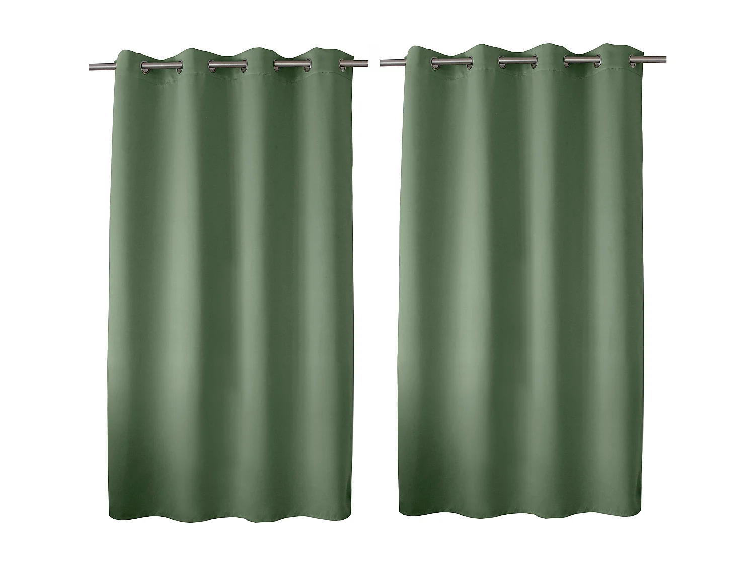 Lot de 2 rideaux occultant avec oeillets, vert argile, 140x180cm, 100% polyester, collection Réglisse