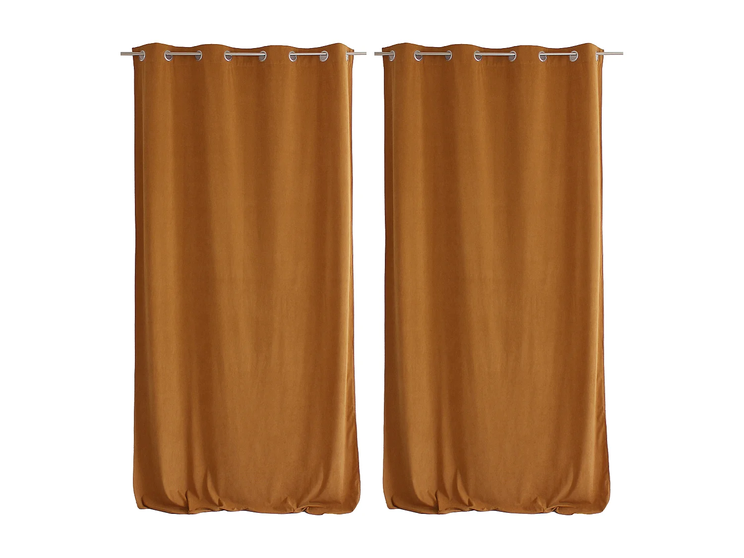 Set van 2 gordijnen met zeilringen, koffiebruin, hoge taille, 140x260cm, kort fluweel, Calin collectie