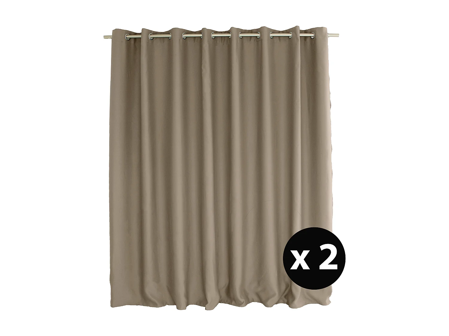 Lot de 2 Rideaux Occultant avec Œillets, Naturel, Grande largeur, 300x240cm, 100% polyester, Collection Réglisse