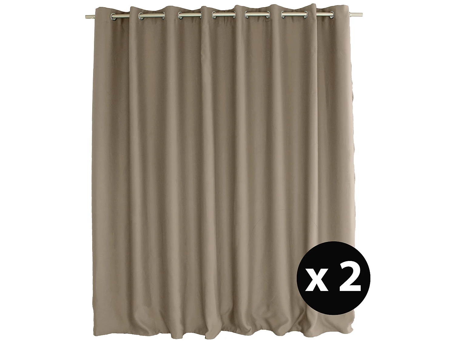 Lot de 2 Rideaux Occultant avec Œillets, Naturel, Grande largeur, 300x240cm, 100% polyester, Collection Réglisse, CMADECO - Beige
