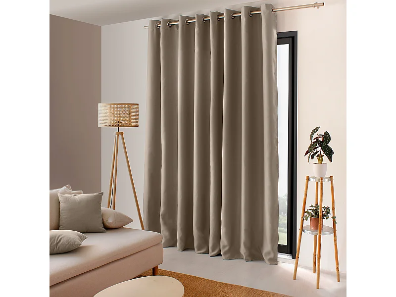 Lot de 2 Rideaux Occultant avec Œillets, Naturel, Grande largeur, 300x240cm, 100% polyester, Collection Réglisse