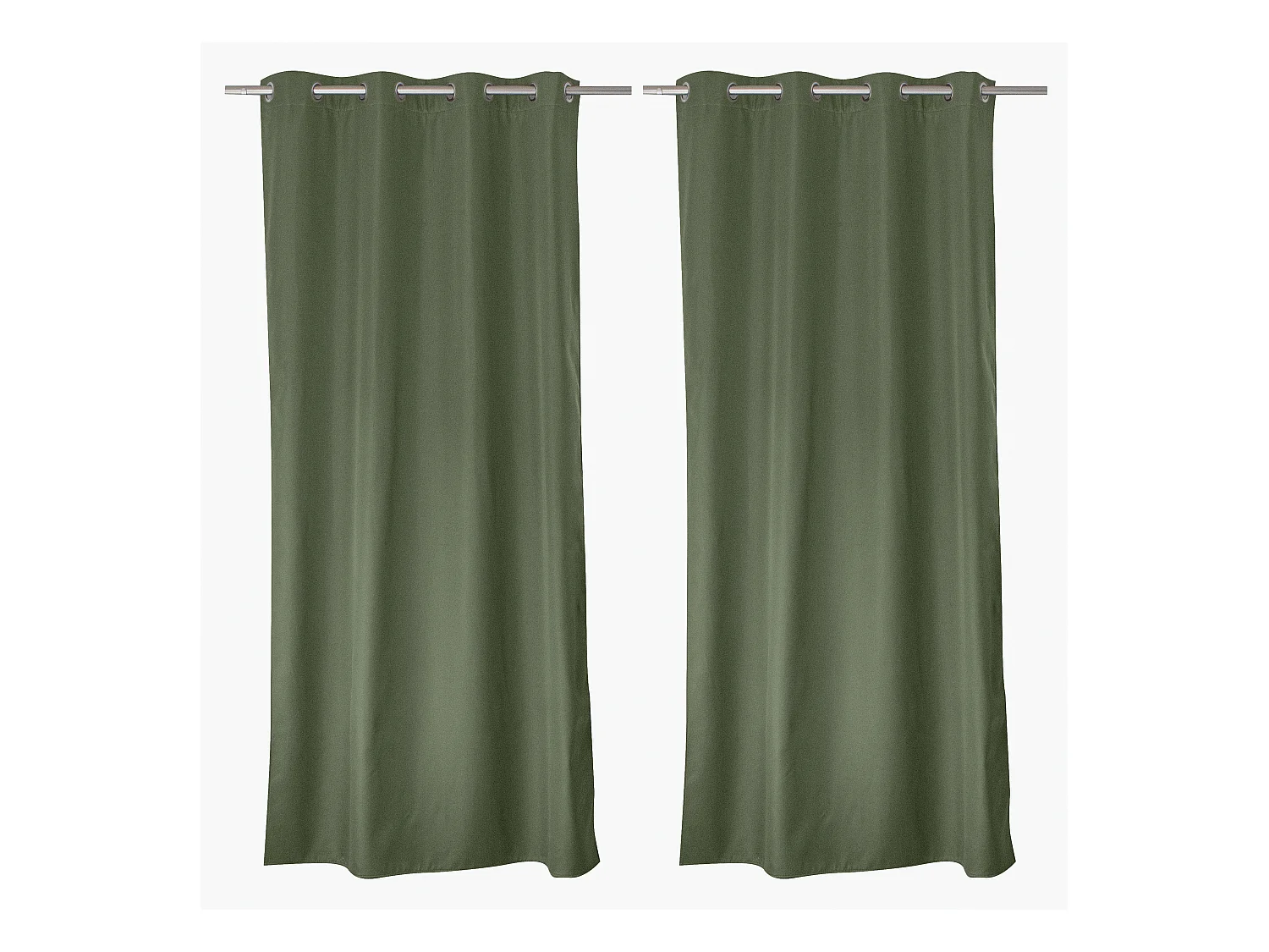 Lot de 2 rideaux thermique avec oeillets, vert gris, 135x240cm, collection Glacier