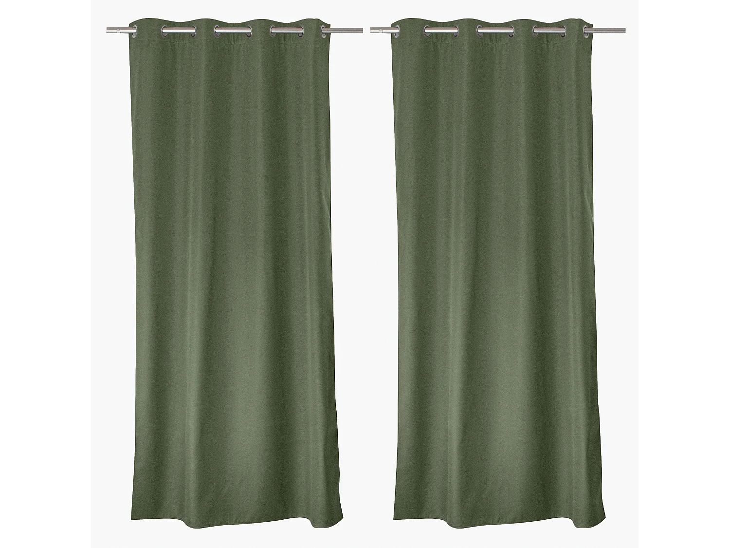 Set van 2 thermische gordijnen met zeilringen, groengrijs, 135x240cm, collectie Glacier