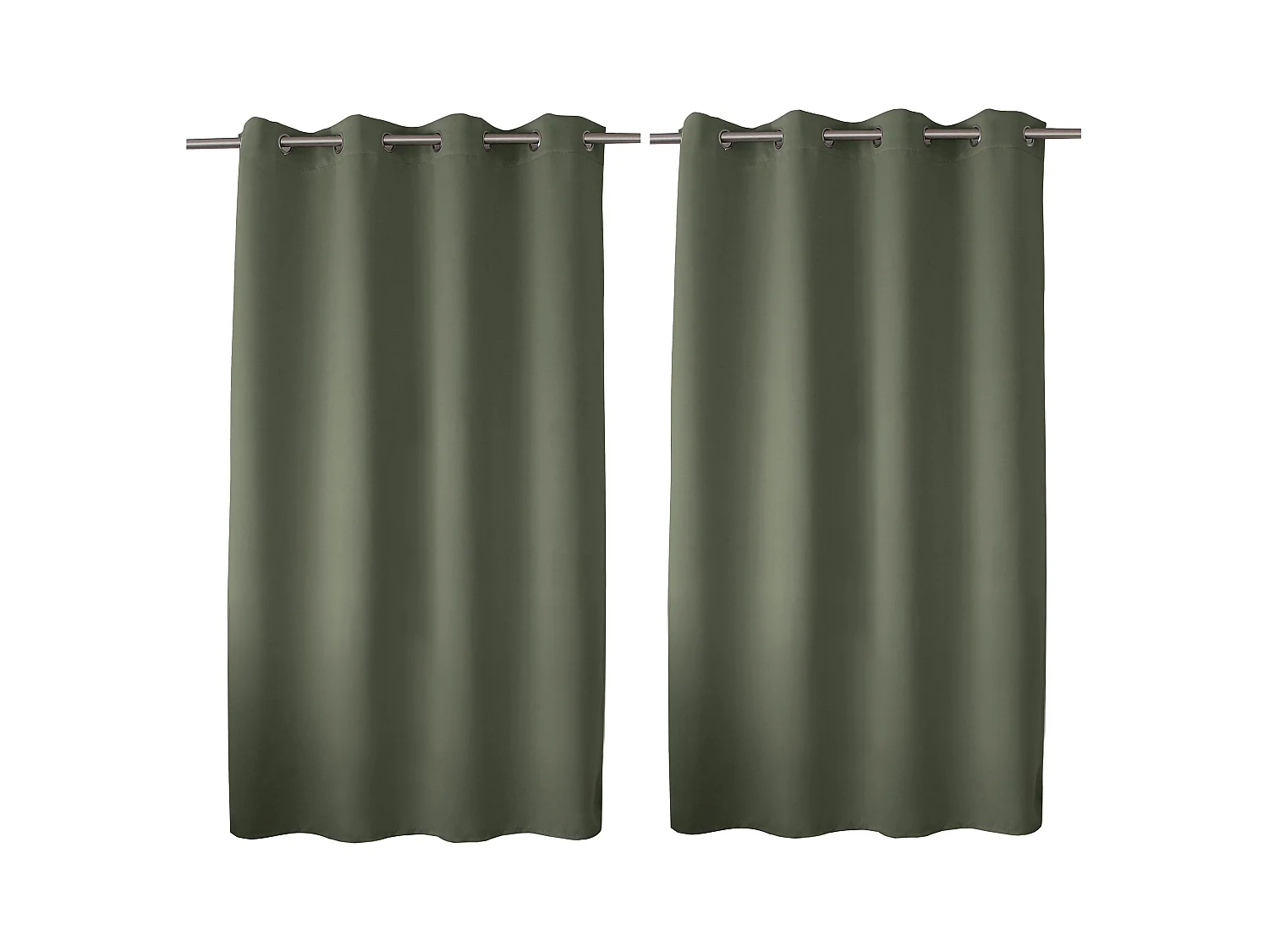 Lot de 2 rideaux thermique avec oeillets, vert gris, 135x180cm, 100% polyester, collection Glacier