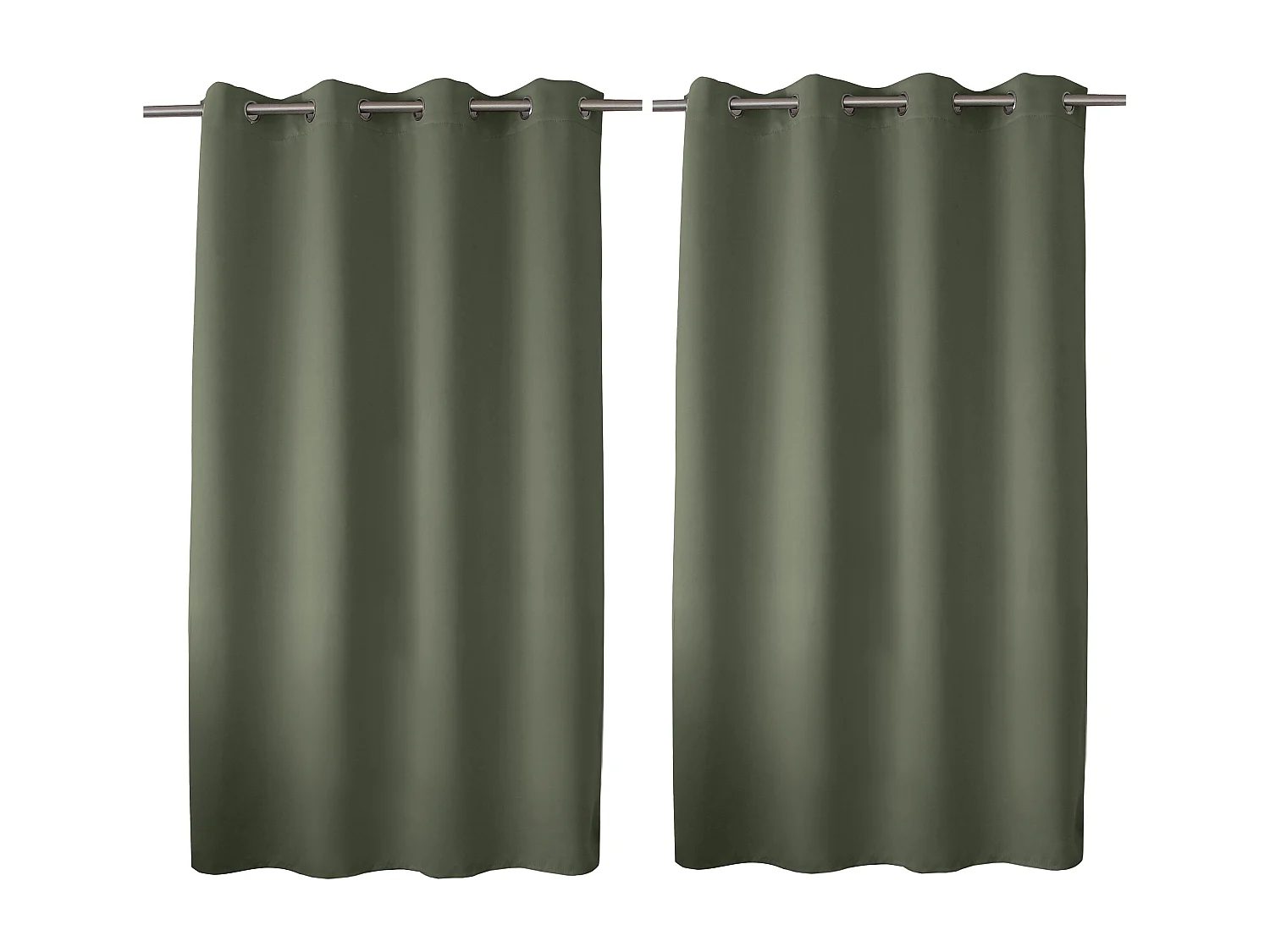 Lot de 2 rideaux thermique avec oeillets, vert gris, 135x180cm, 100% polyester, collection Glacier