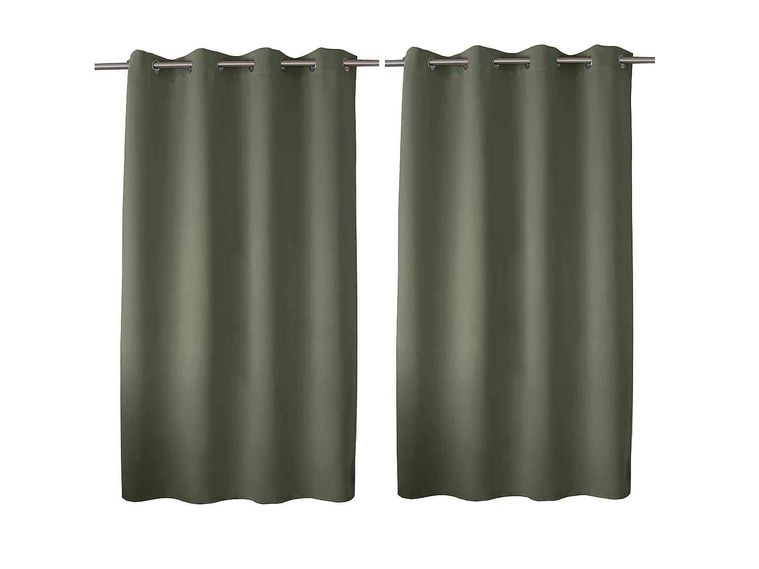 LOT de 2 Rideaux Thermique avec Œillets, 135x180cm, 100% polyester, Collection Glacier, CMADECO - Vert