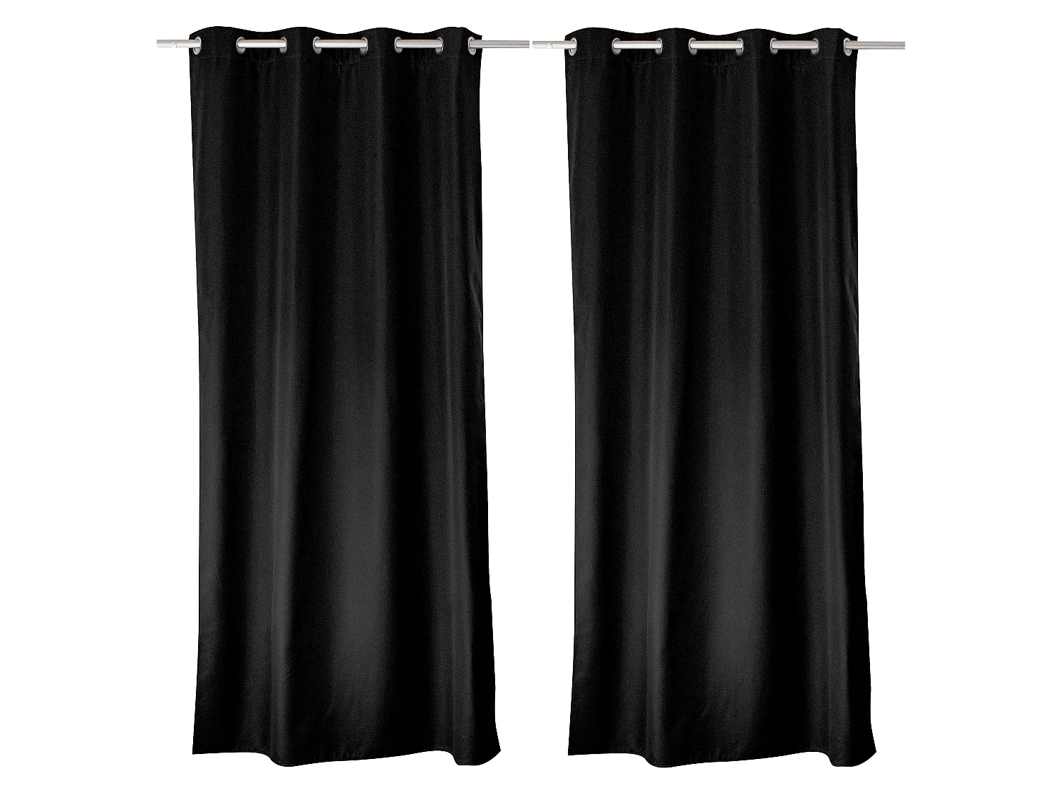 Set van 2 thermische gordijnen met zeilringen, zwart, 140x180cm, 100% polyester, Glacier collectie
