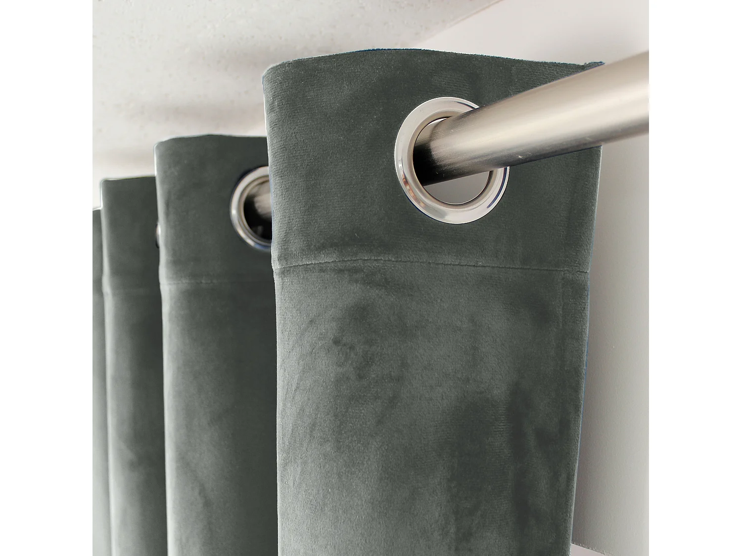 Lot de 2 rideaux avec oeillets, 140x240cm, gris, velours, collection Nounours