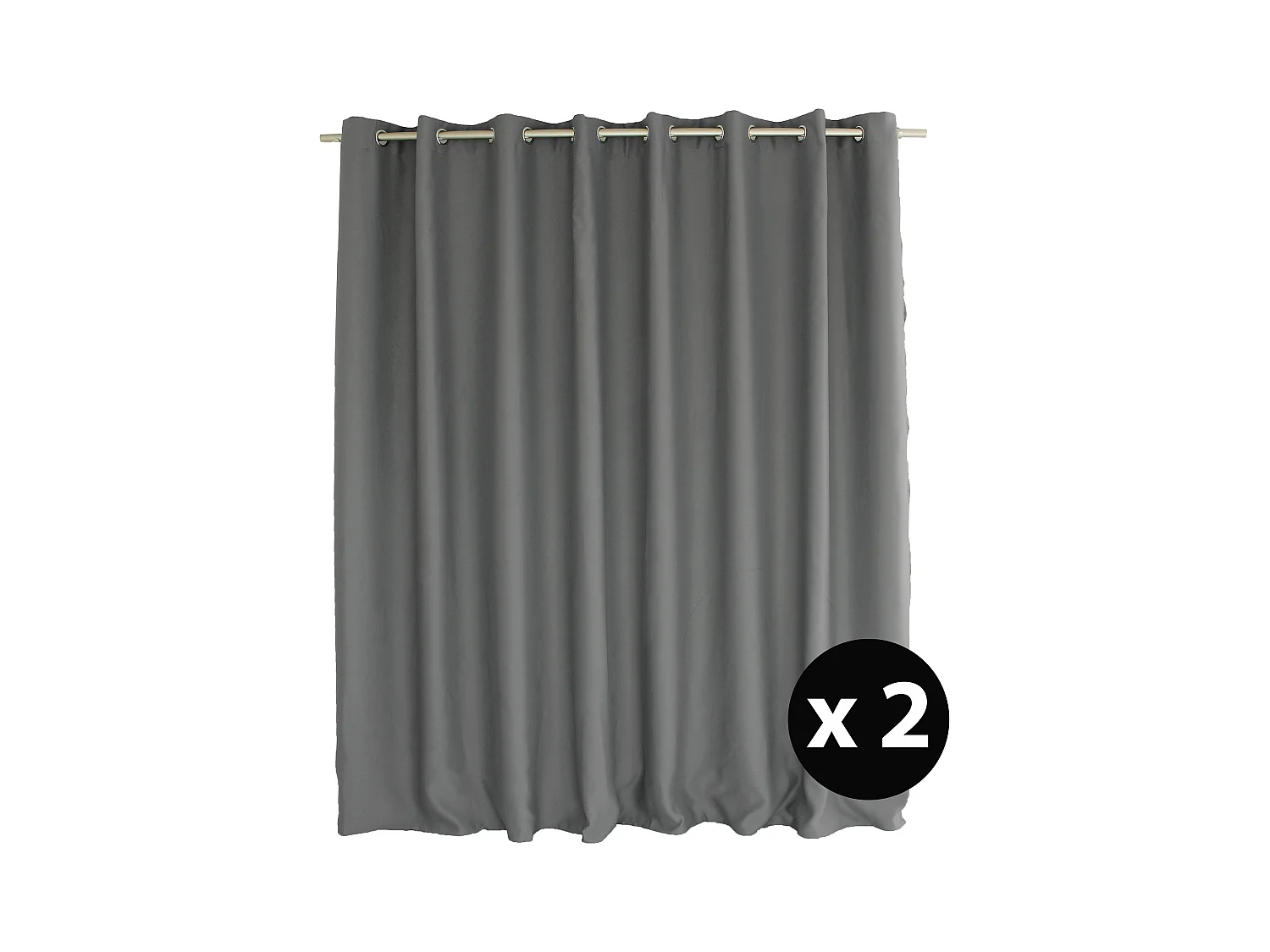 Lot de 2 Rideaux Occultant avec Œillets, Gris, Grande largeur, 300x240cm, 100% polyester, Collection Réglisse