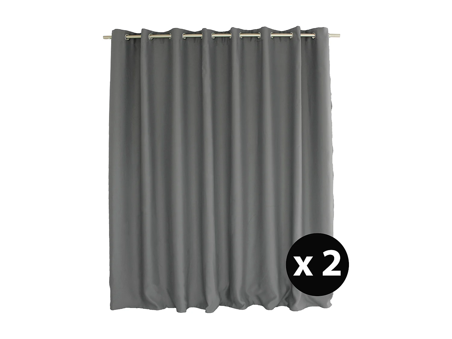 Lot de 2 Rideaux Occultant avec Œillets, Gris, Grande largeur, 300x240cm, 100% polyester, Collection Réglisse