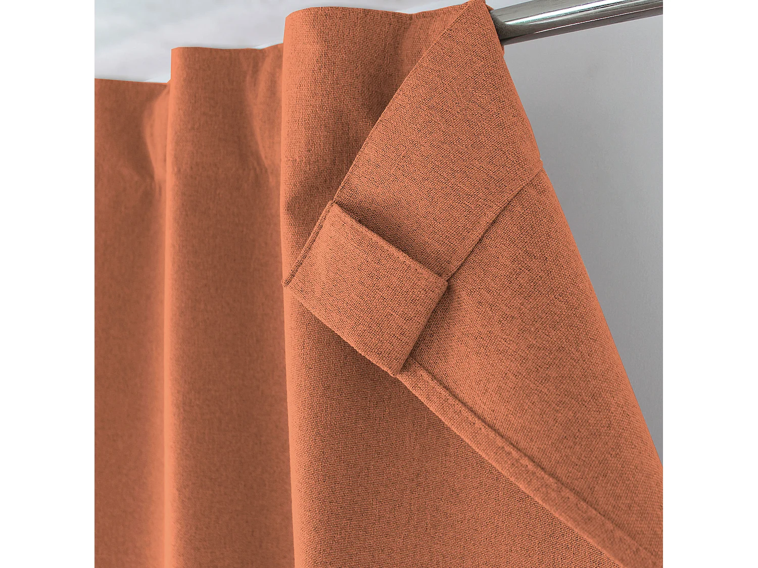 Lot de 2 Rideaux, 100% Occultant, 140x240cm, Terre Cuite, Pattes Cachées, Collection Eclipse