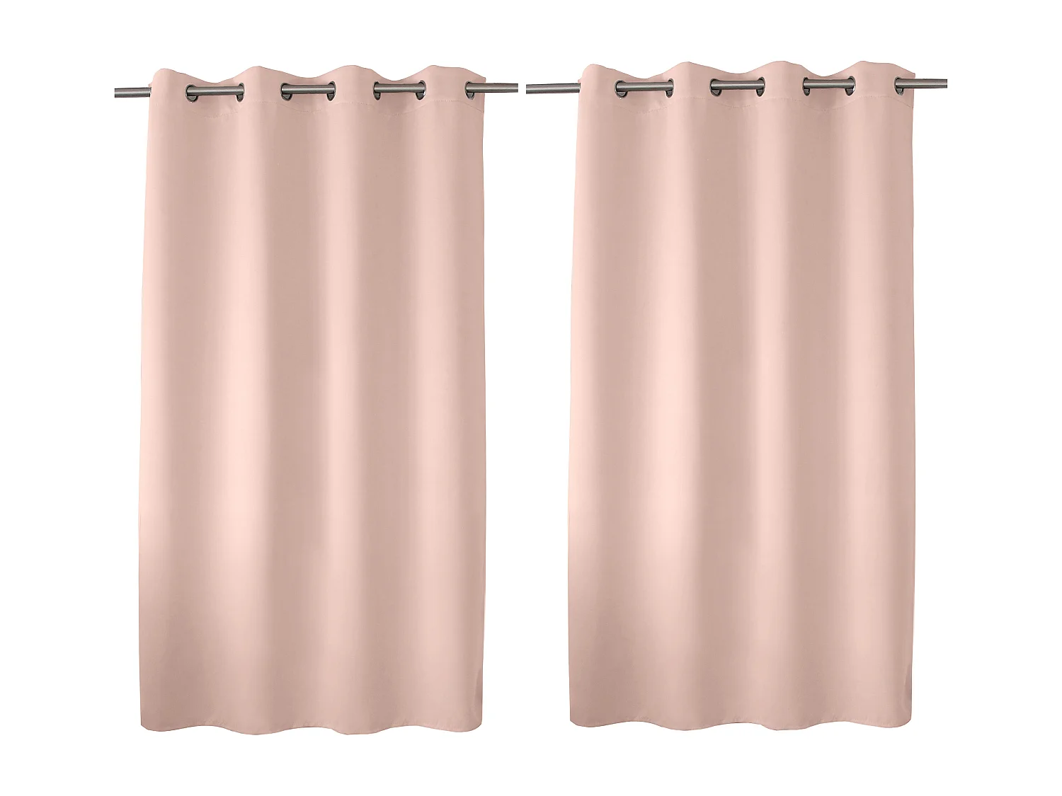 Set van 2 verduisterende gordijnen met oogjes, oudroze, 140x180cm, 100% polyester, Reglisse collectie