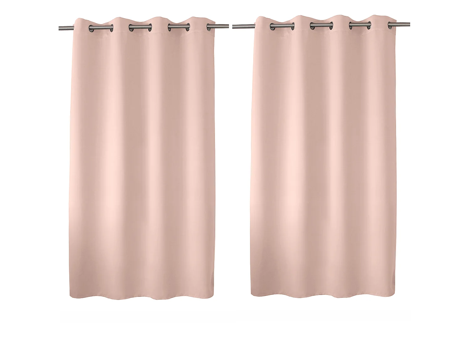 Set van 2 verduisterende gordijnen met oogjes, oudroze, 140x180cm, 100% polyester, Reglisse collectie