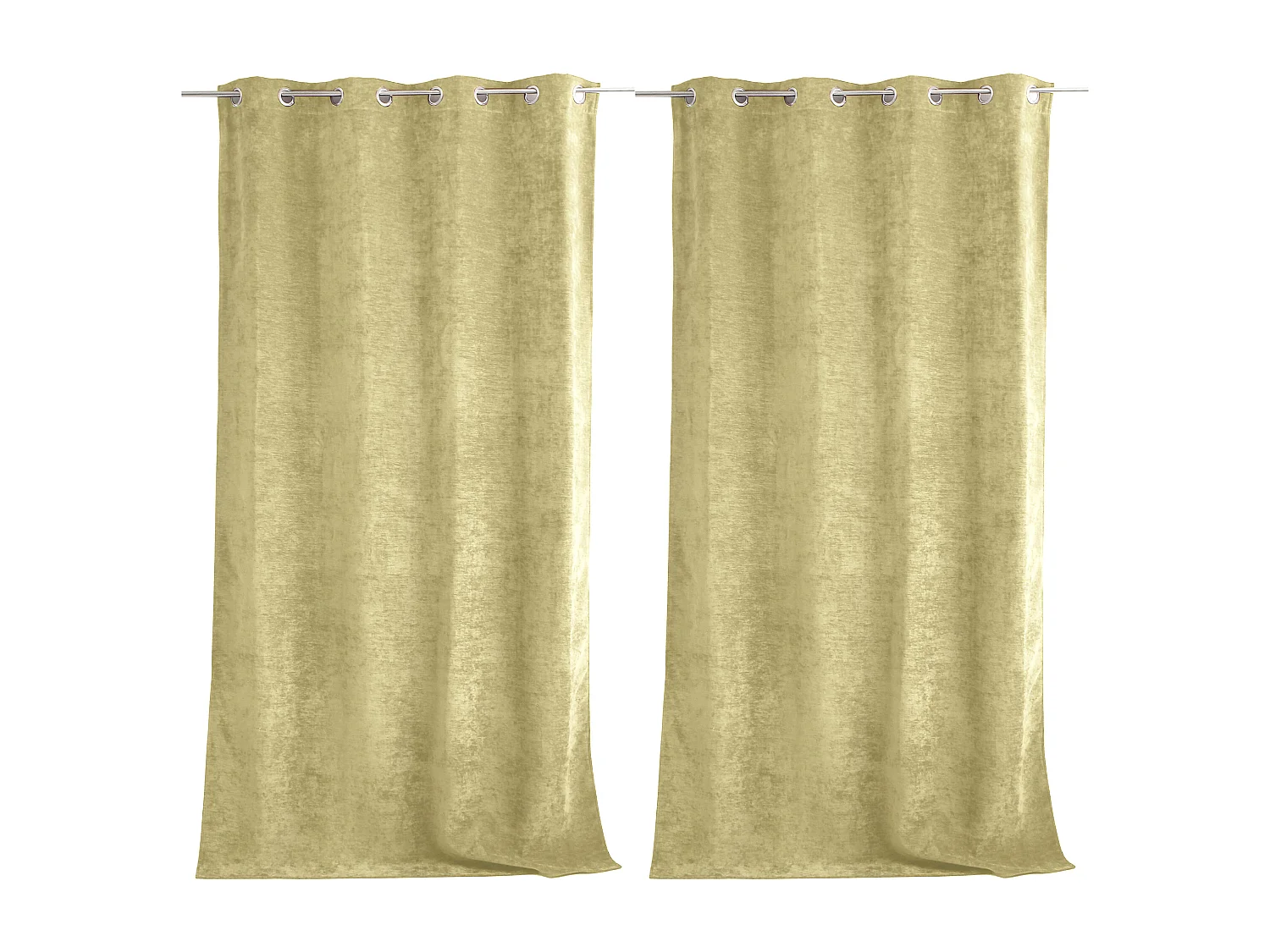 Lot de 2 Rideaux Thermique avec Œillets, Vert Tilleul, Grande Hauteur, 140x260cm, Velours, Collection Velvet