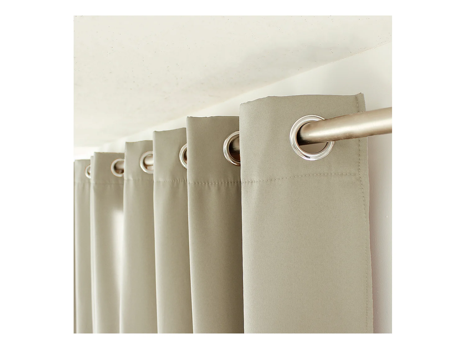 Lot de 2 rideaux thermique avec oeillets, beige naturel, 135x240cm, collection Glacier