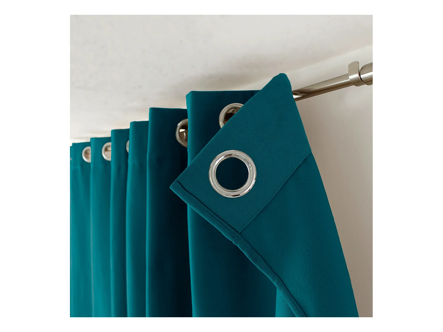 2 rideaux thermique à œillets, bleu canard, 135x240cm, doublure polaire, collection Nordica