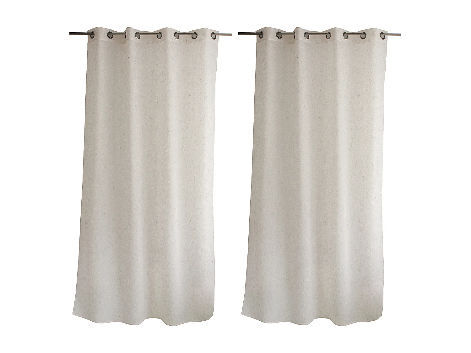 2 Voilages à œillets, 140x240cm, écru, 15% de lin, collection Louna