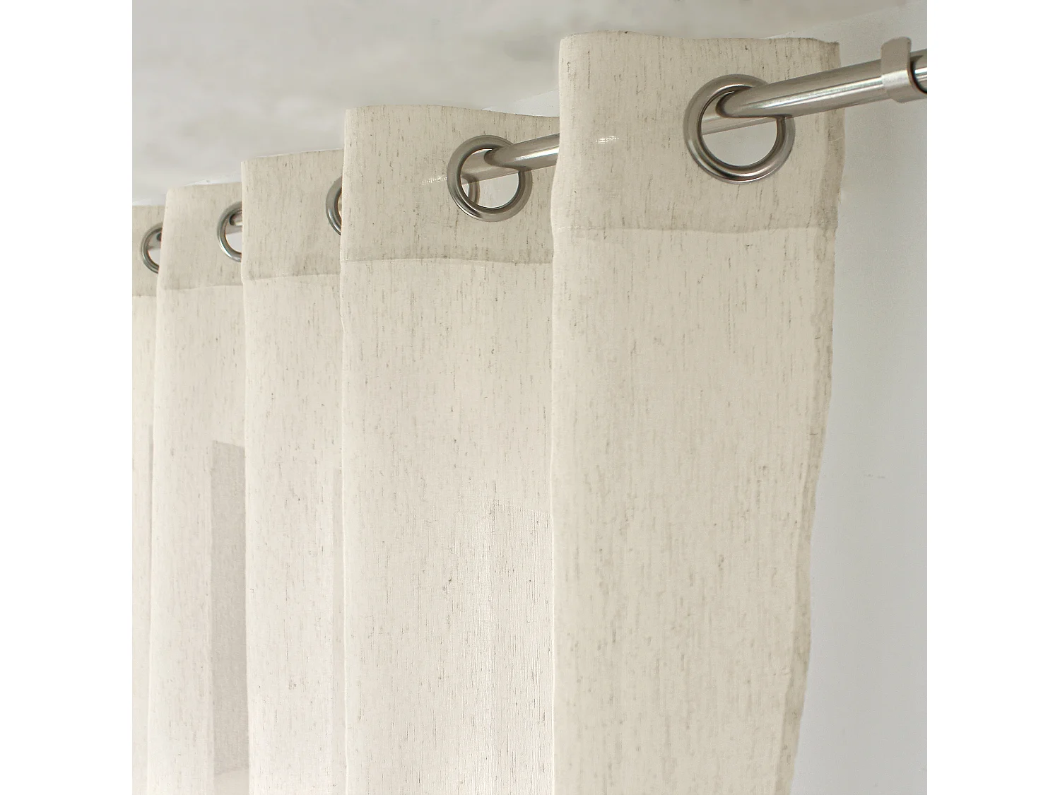 LOT de 2 Voilages à œillets, 140x240cm, Lin, Collection Louna, CMADECO - Beige