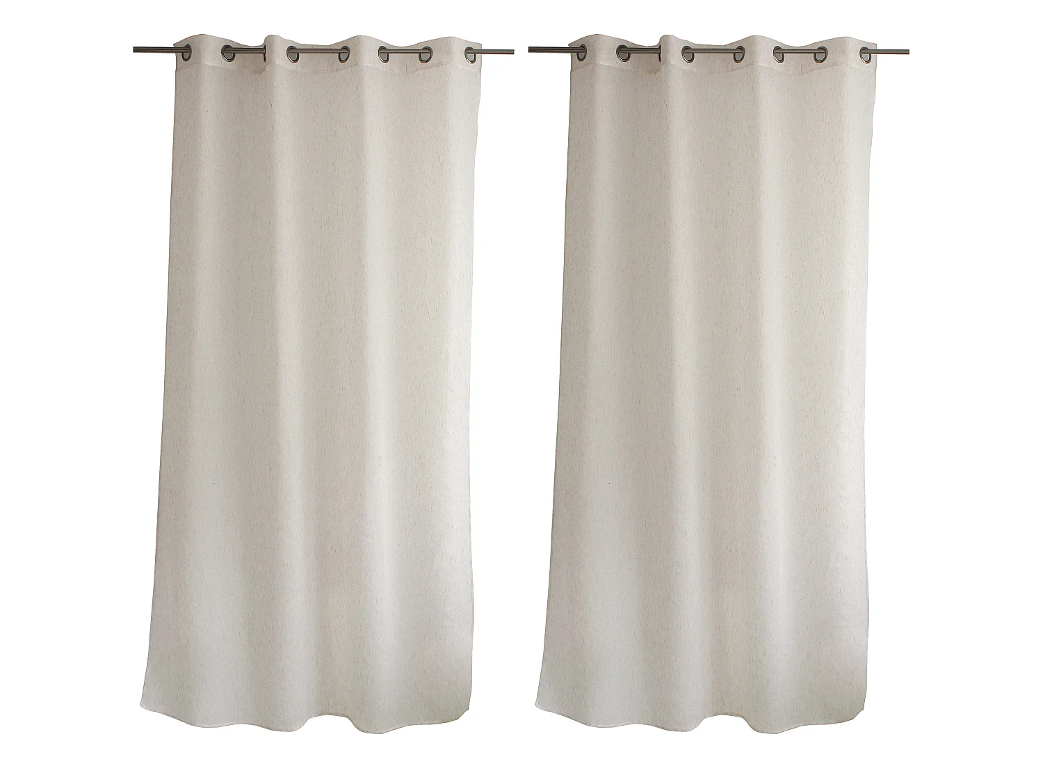 LOT de 2 Voilages à œillets, 140x240cm, Lin, Collection Louna, CMADECO - Beige