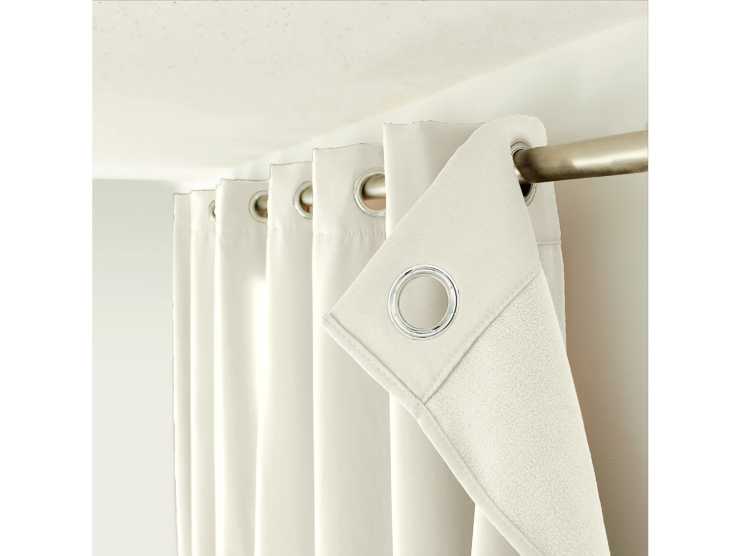 Lot de 2 rideaux thermique avec oeillets, écru, 135x180cm, 100% polyester, collection Glacier