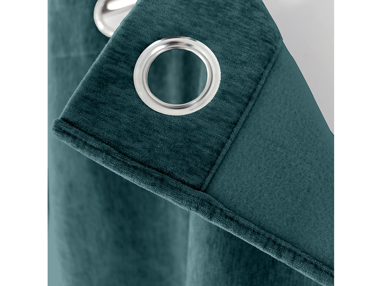 Lot de 2 Rideaux Thermique avec Œillets, Bleu Canard, Grande Hauteur, 140x260cm, Velours, Collection Velvet