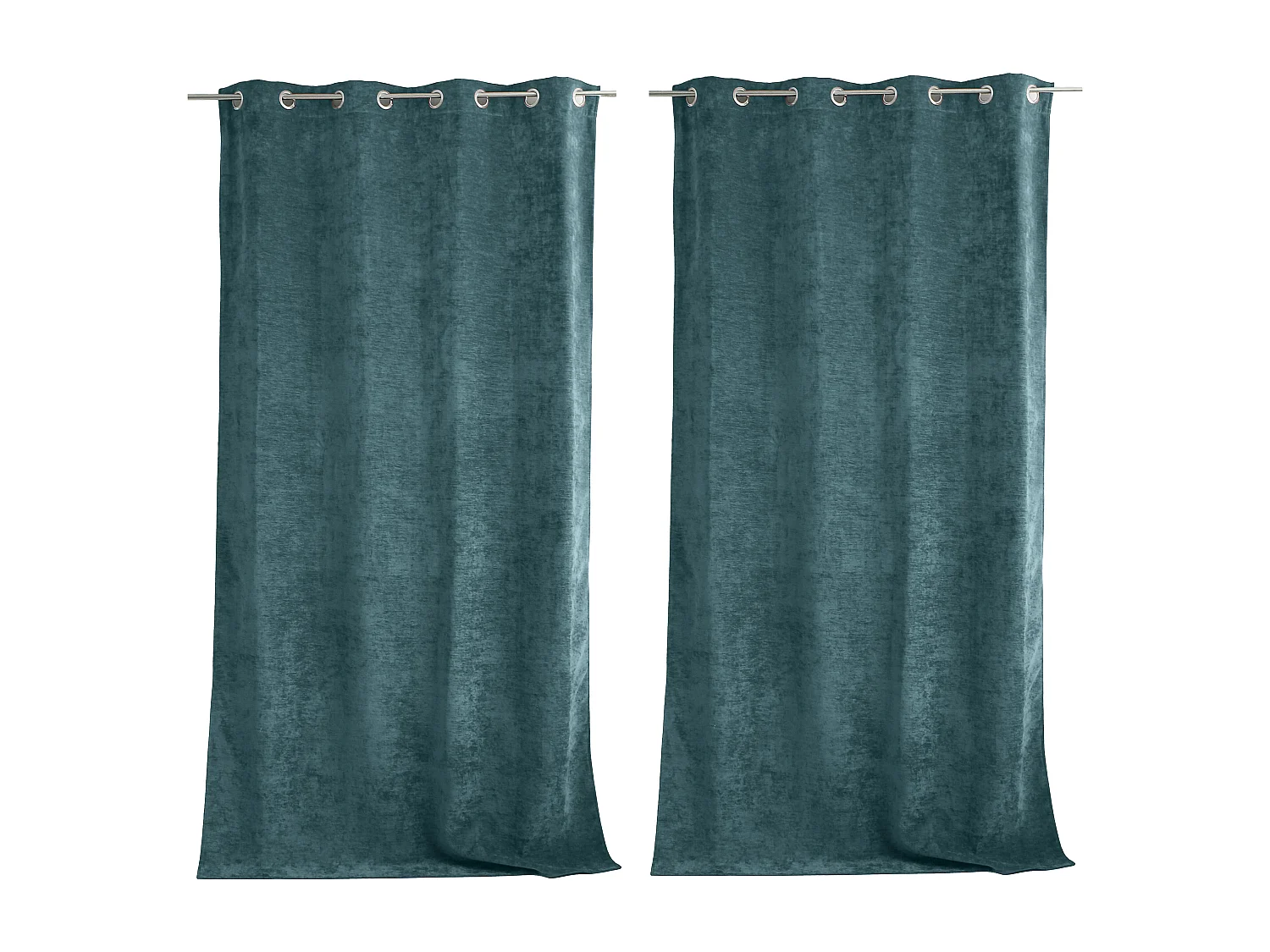 Lot de 2 Rideaux Thermique avec Œillets, Bleu Canard, Grande Hauteur, 140x260cm, Velours, Collection Velvet