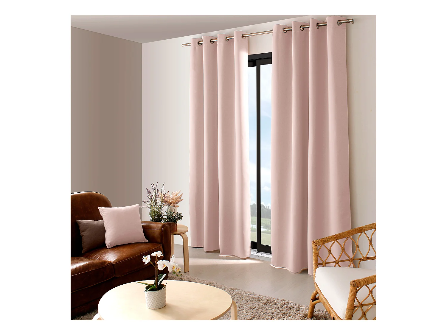2 rideaux occultant à œillets, vieux rose, 140x240cm, 100% polyester, collection Réglisse
