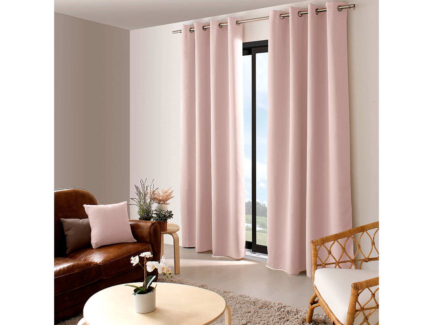 MIULEE Rideau Chambre Rose Pâle à Oeillets 140x225 CM Lot De 2, Rideaux Opaque Doux Et Esthétiques, Rideau Occultant Thermiques Anti Chaleur Intérieurs, Décoration Rideaux Pour Maison