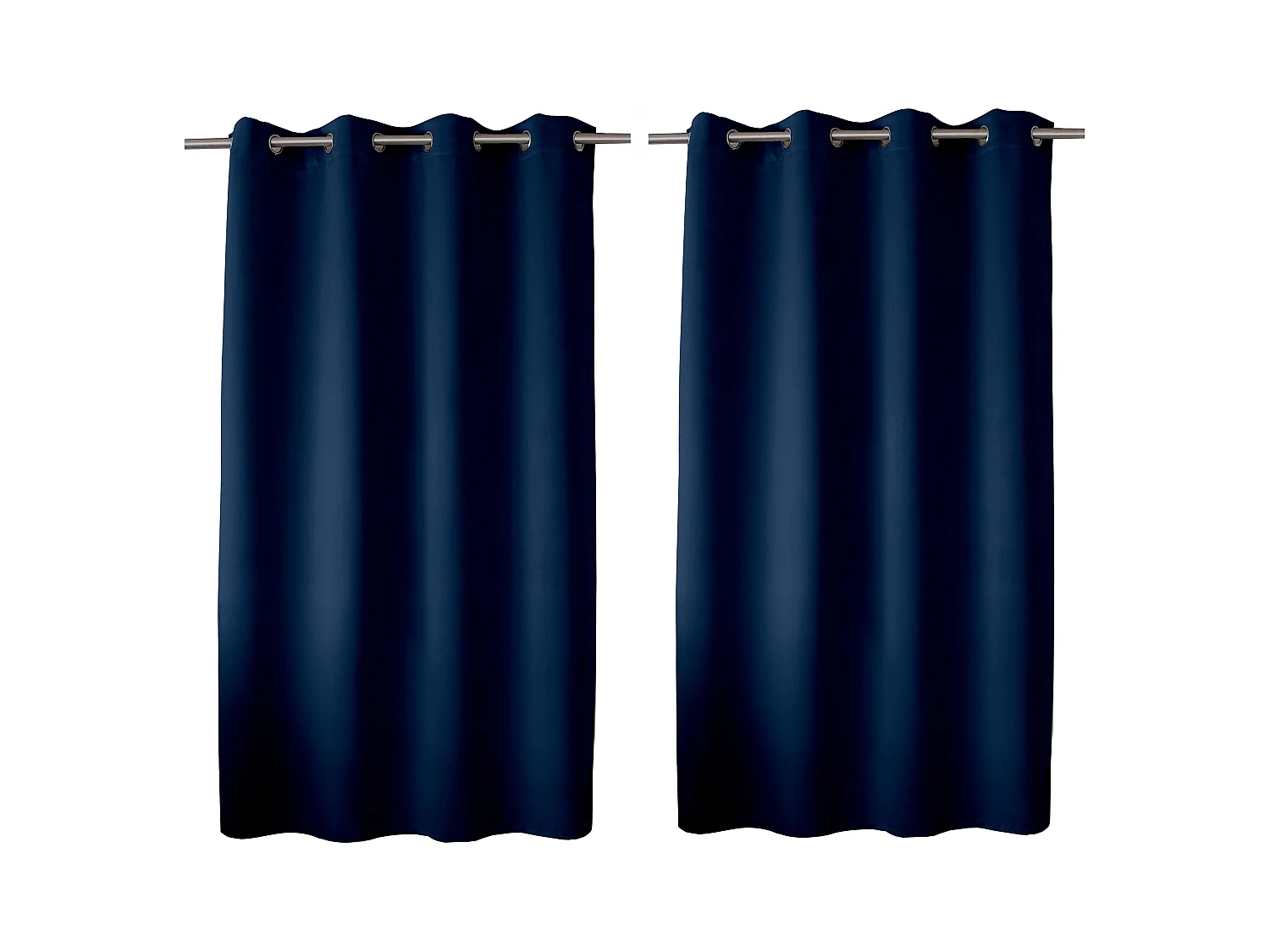 Set van 2 verduisterende gordijnen met oogjes, marineblauw, 140x180cm, 100% polyester, Reglisse collectie