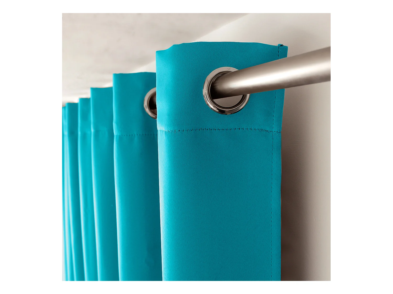 2 rideaux occultant à œillets, turquoise, 140x240cm, 100% polyester, collection Réglisse