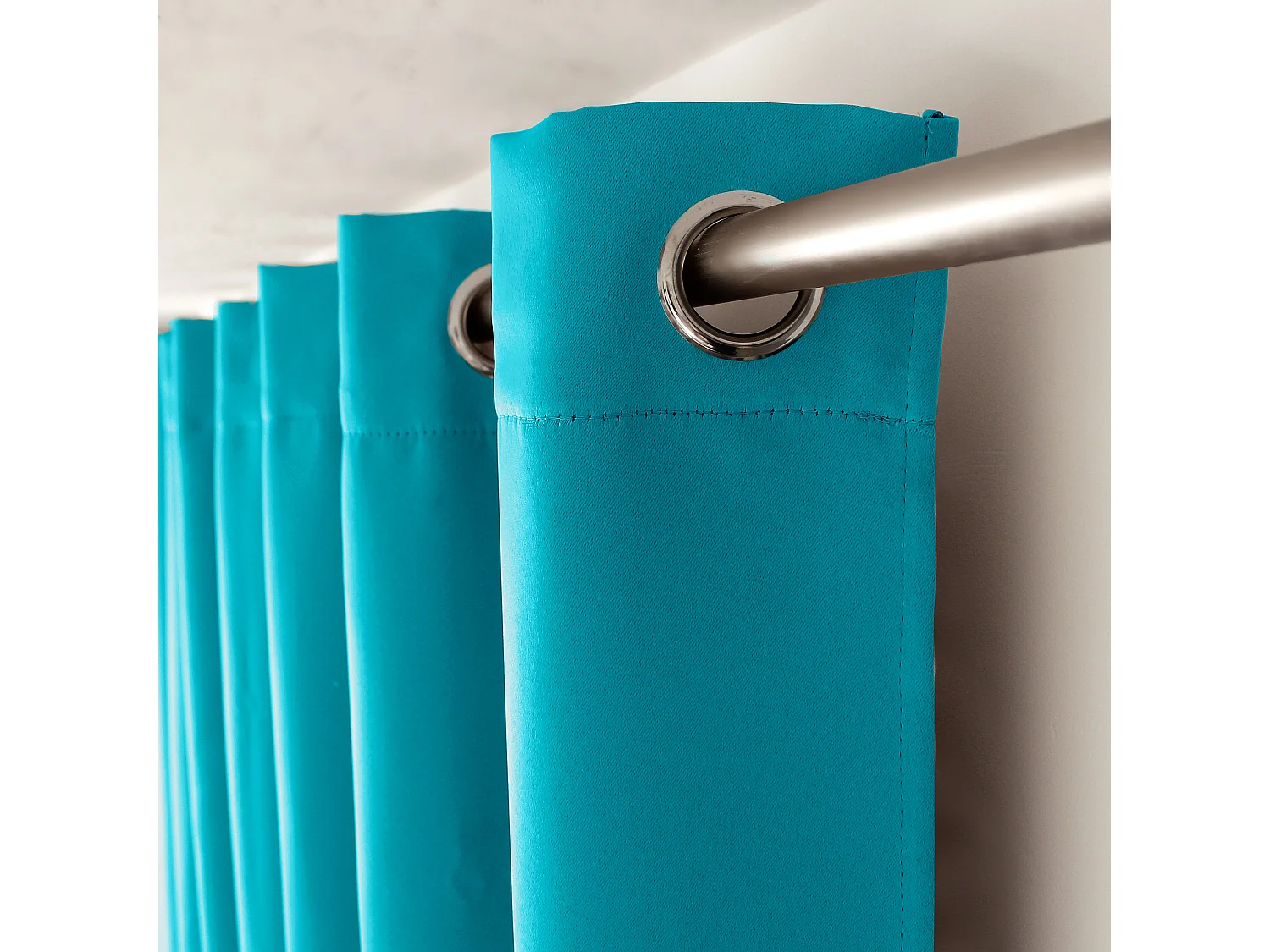 2 rideaux occultant à œillets, turquoise, 140x240cm, 100% polyester, collection Réglisse