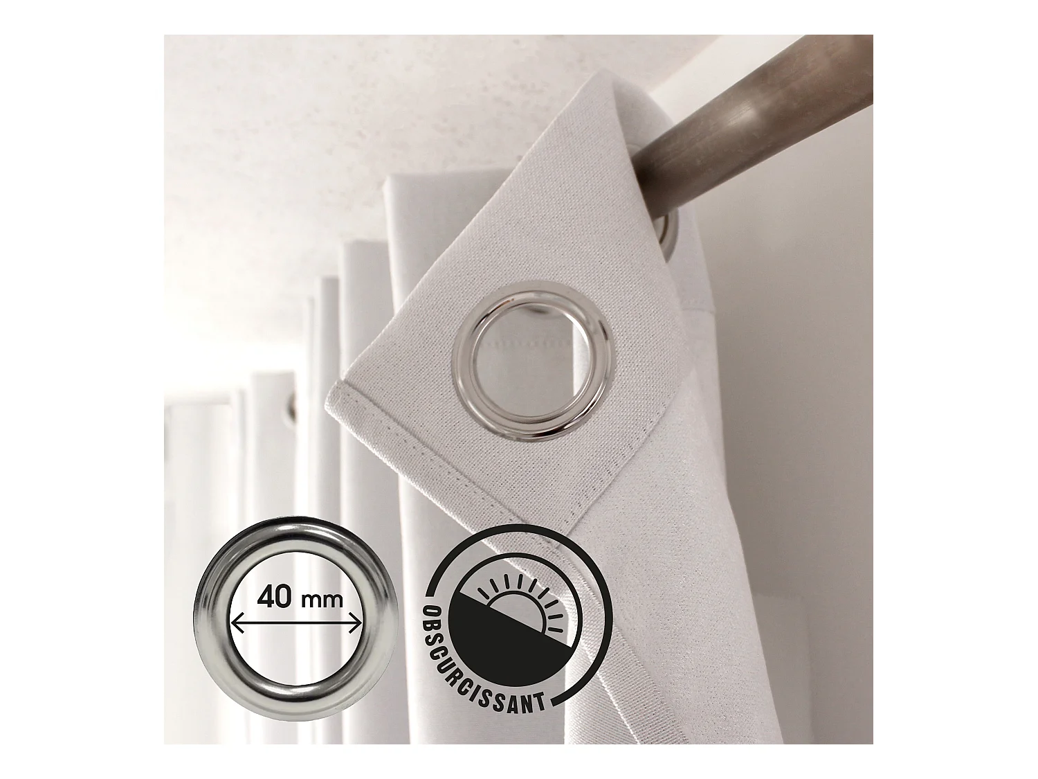 Lot de 2 rideaux obscurcissant thermique fileté avec oeillets, moutarde, 140x240cm, 100% polyester, collection Floppy