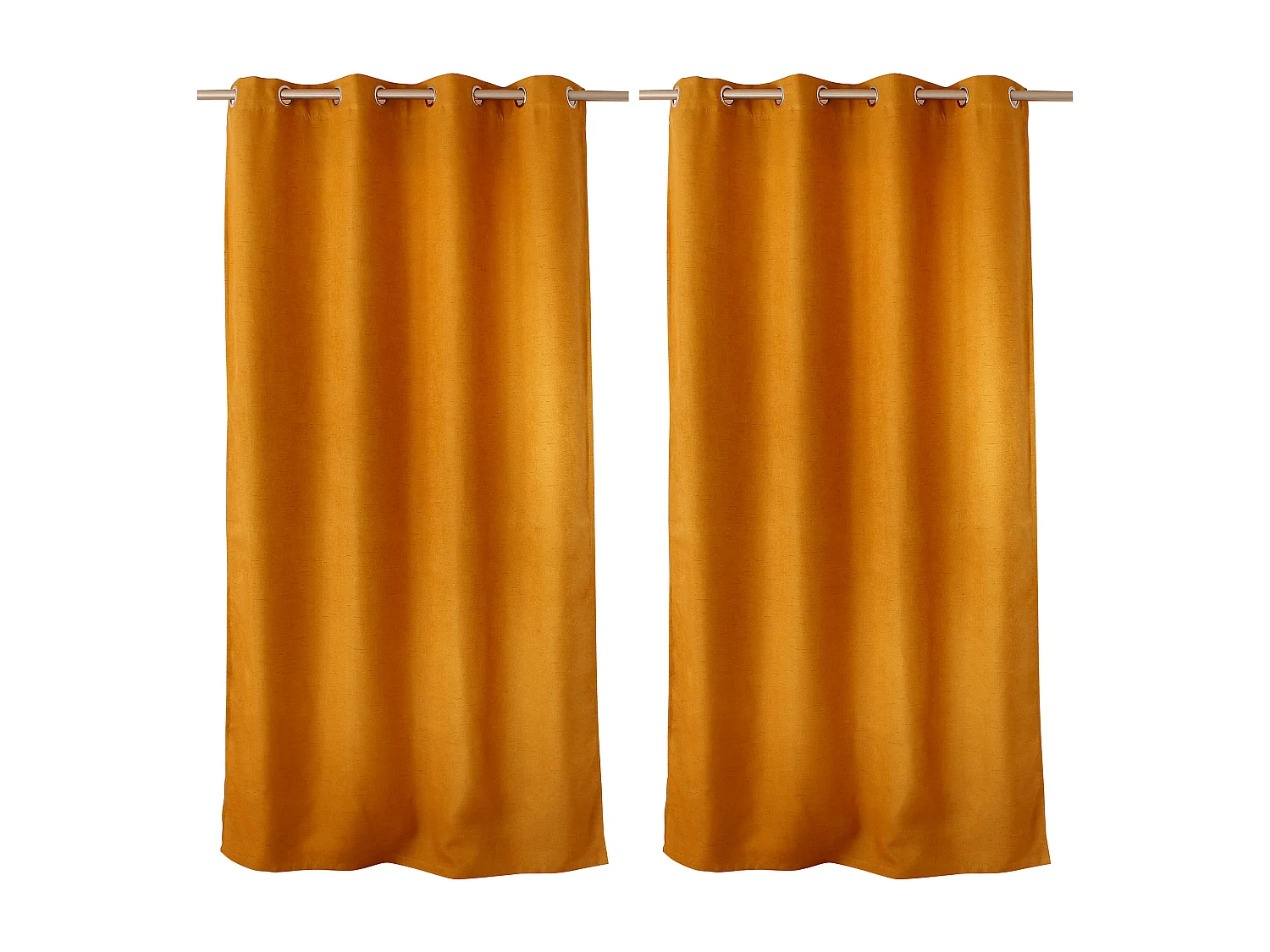 Lot de 2 rideaux obscurcissant thermique fileté avec oeillets, moutarde, 140x240cm, 100% polyester, collection Floppy