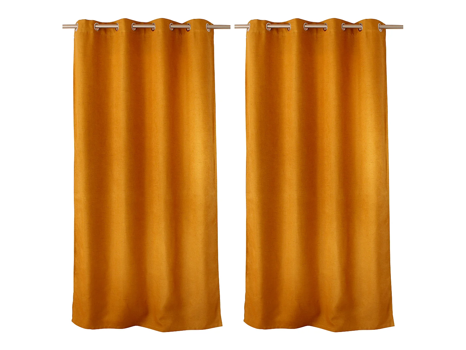 Lot de 2 Rideaux Obscurcissant Fileté avec Œillets, 140x240cm, 100% polyester, Collection Floppy, CMADECO - Jaune