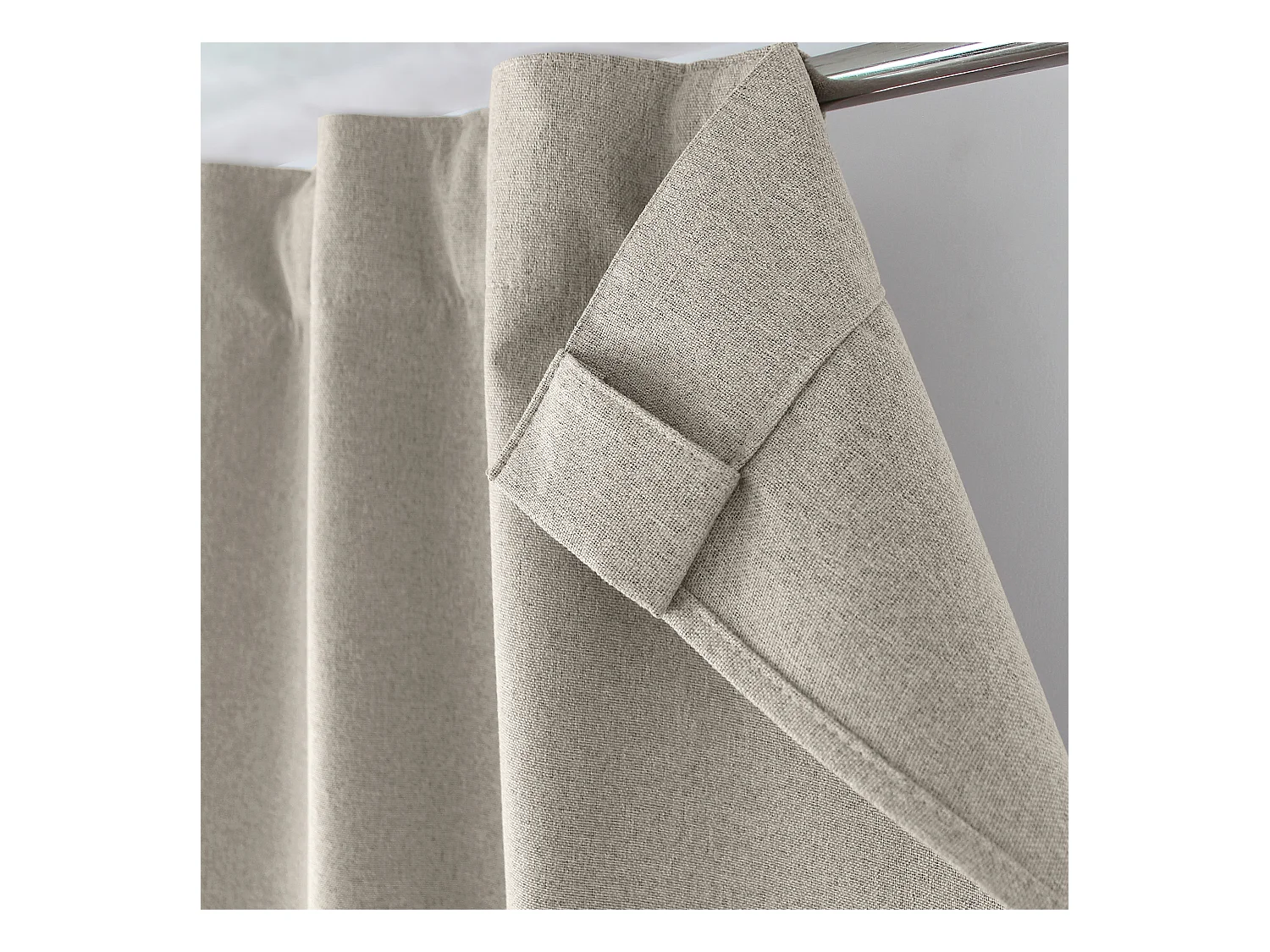 Lot de 2 Rideaux, 100% Occultant, 140x240cm, Beige, Pattes Cachées, Collection Eclipse