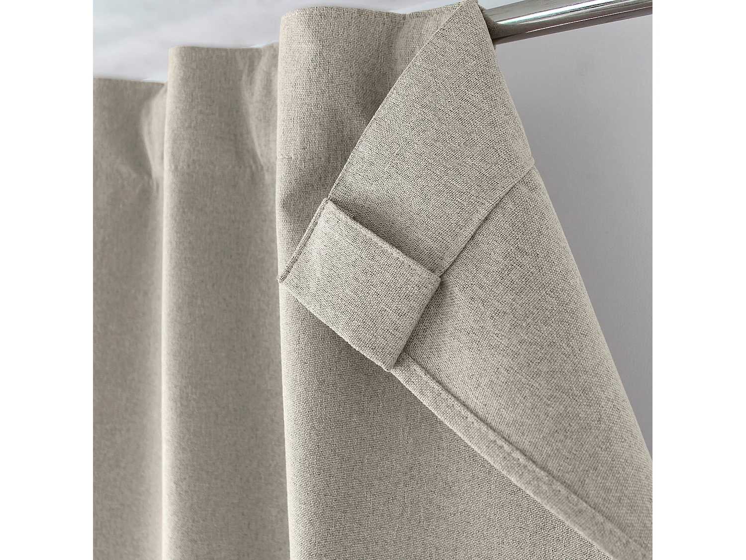 Lot de 2 Rideaux, 100% Occultant, 140x240cm, Beige, Pattes Cachées, Collection Eclipse