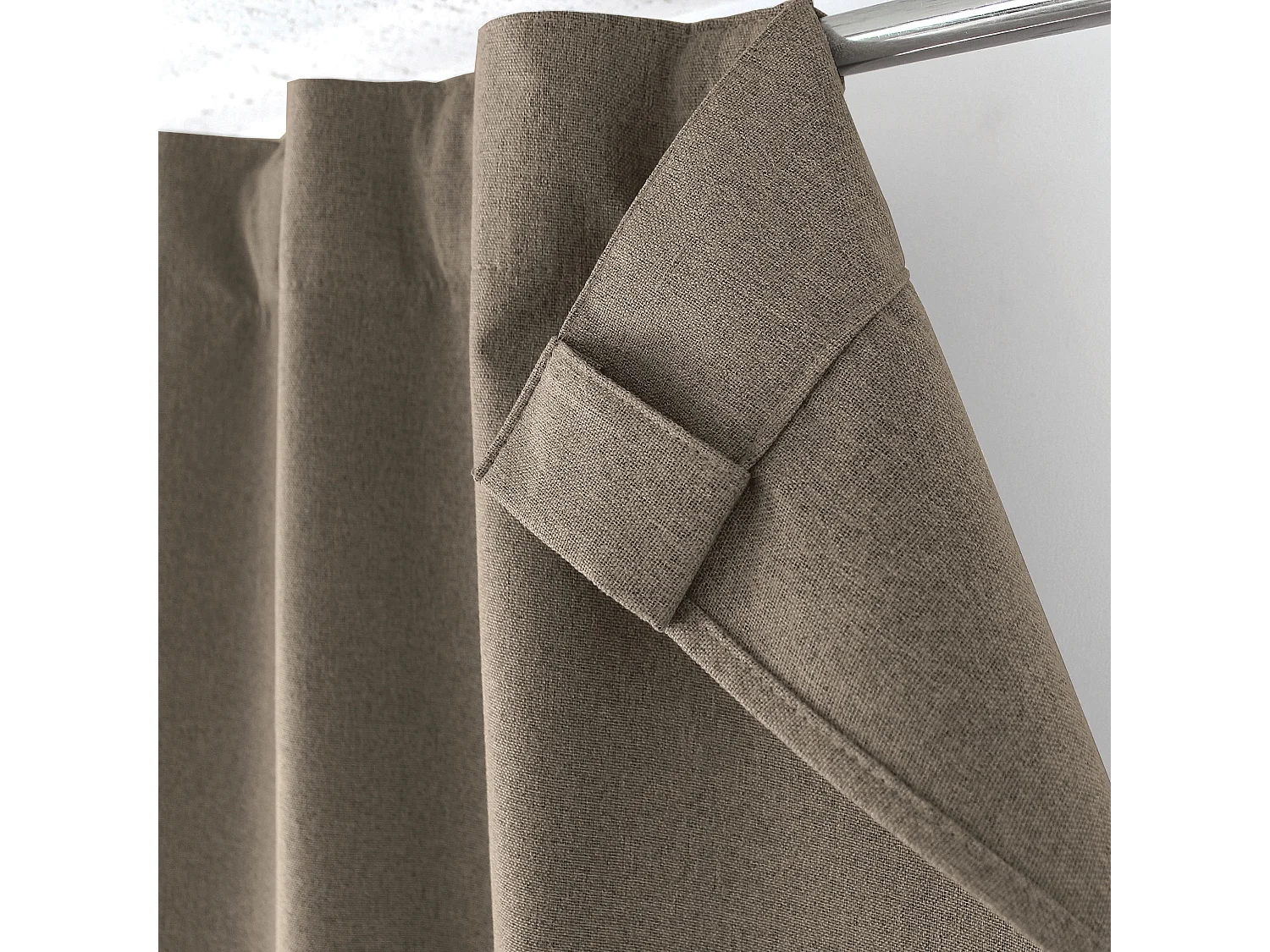 Lot de 2 Rideaux, 100% Occultant, 140x240cm, Taupe, Pattes Cachées, Collection Eclipse