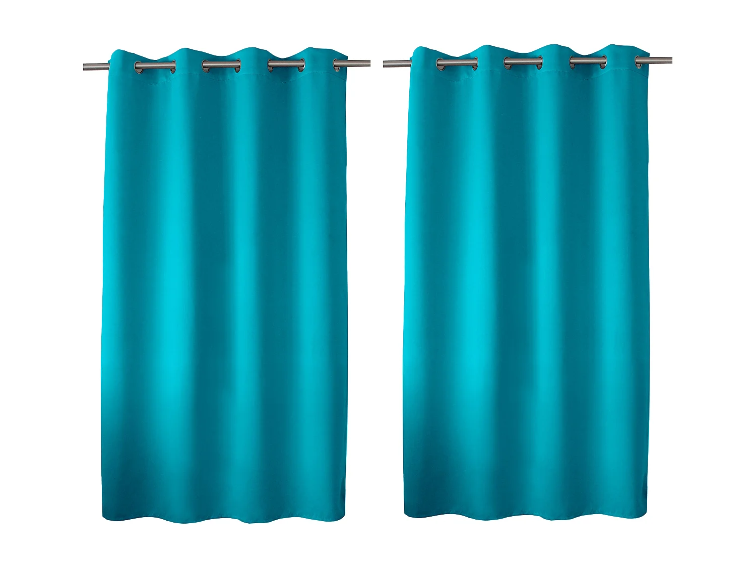 Set van 2 verduisterende gordijnen met zeilringen, turkoois, 140x180cm, 100% polyester, Reglisse collectie