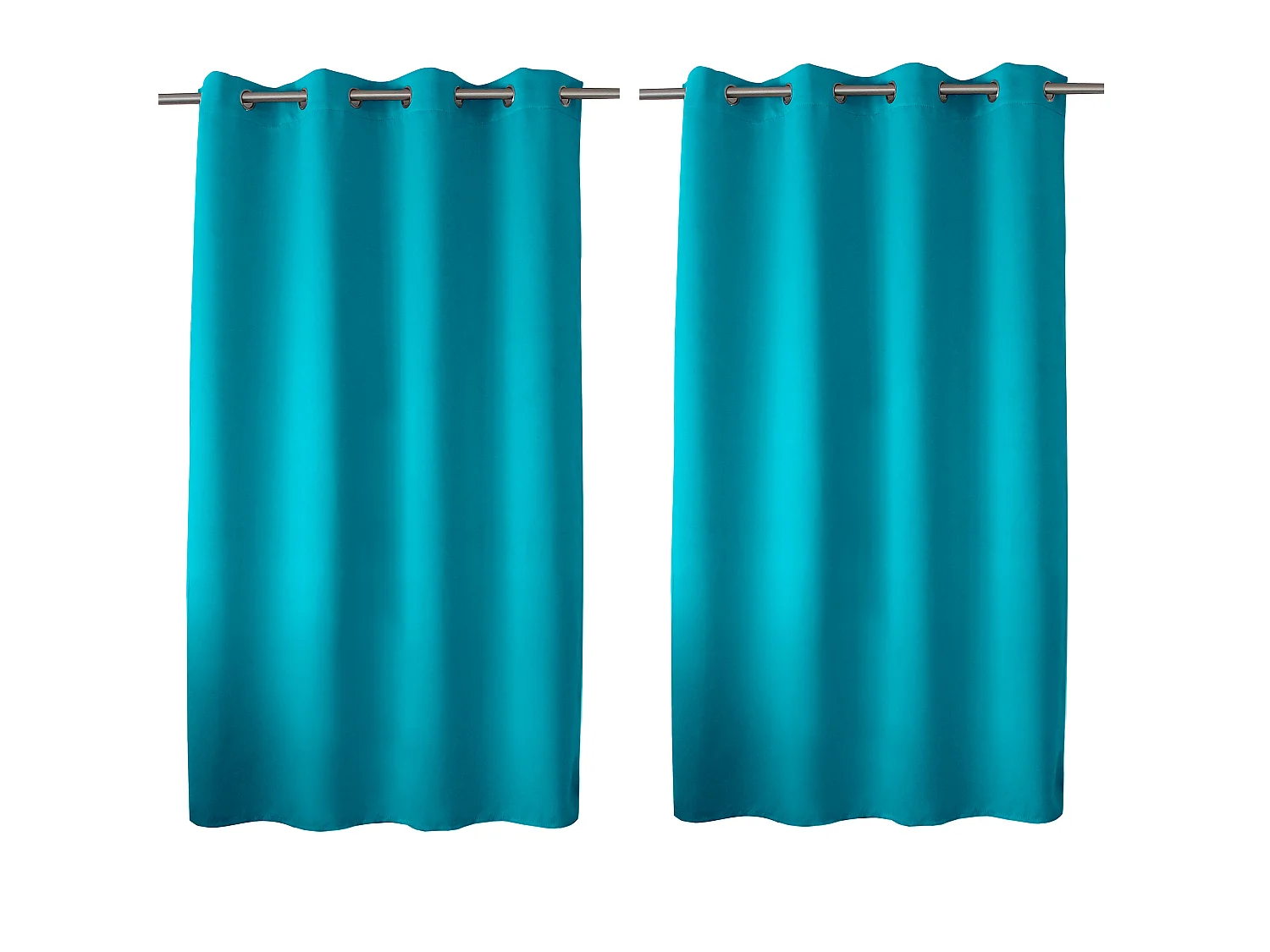 Set van 2 verduisterende gordijnen met zeilringen, turkoois, 140x180cm, 100% polyester, Reglisse collectie