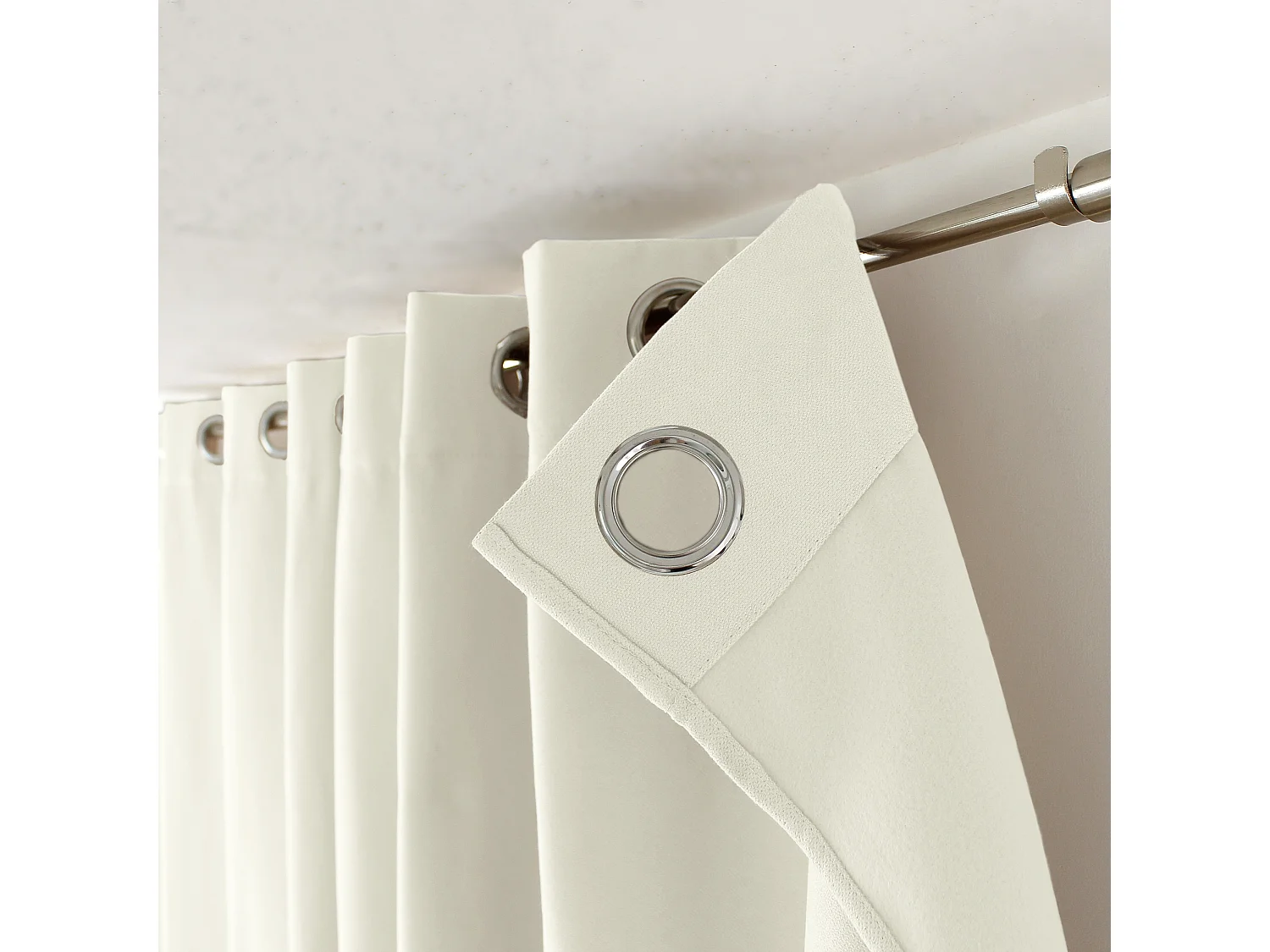 2 thermische gordijnen met zeilringen, ecru, 135x240cm, fleece voering, collectie Nordica