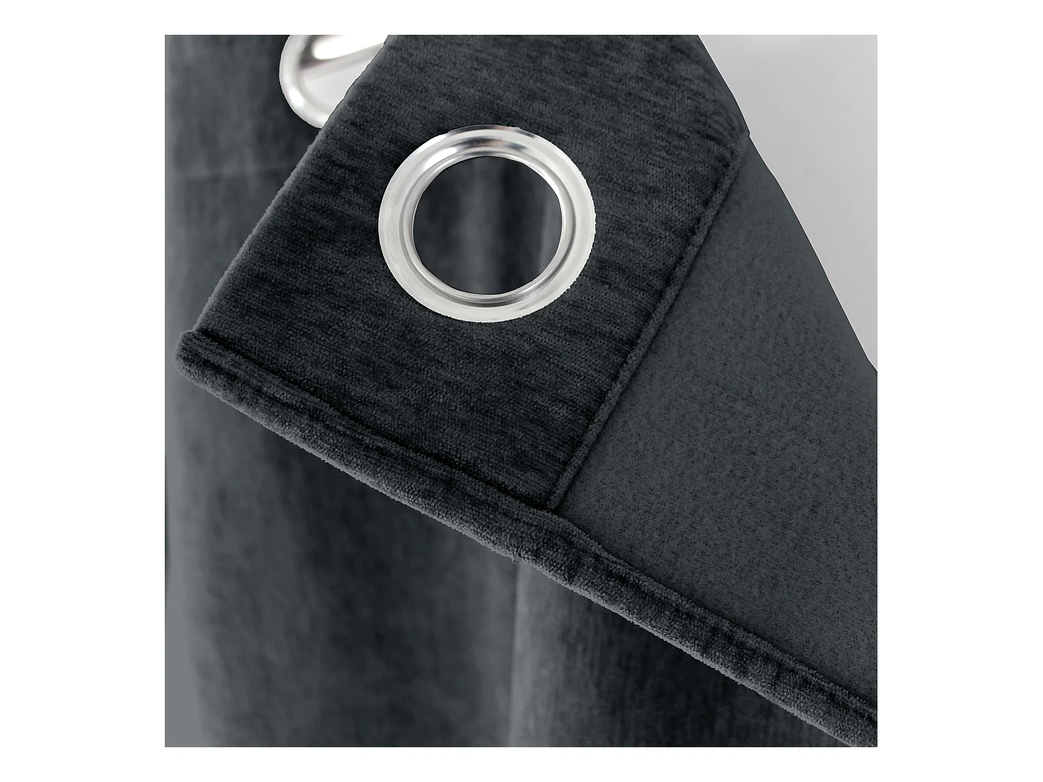 Lot de 2 Rideaux Thermique avec Œillets, Gris Foncé, Grande Hauteur, 140x260cm, Velours, Collection Velvet