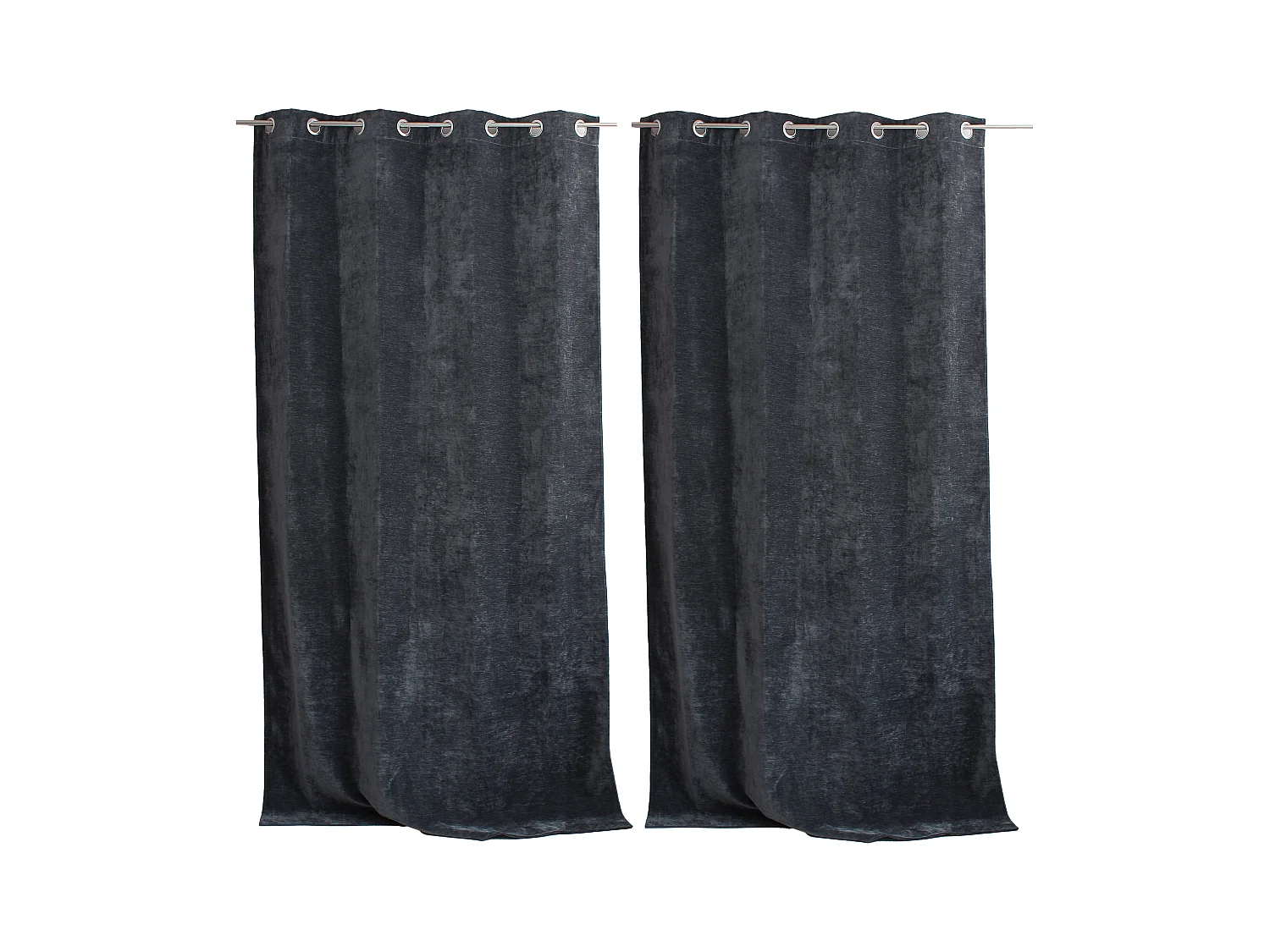 Lot de 2 Rideaux Thermique avec Œillets, Gris Foncé, Grande Hauteur, 140x260cm, Velours, Collection Velvet
