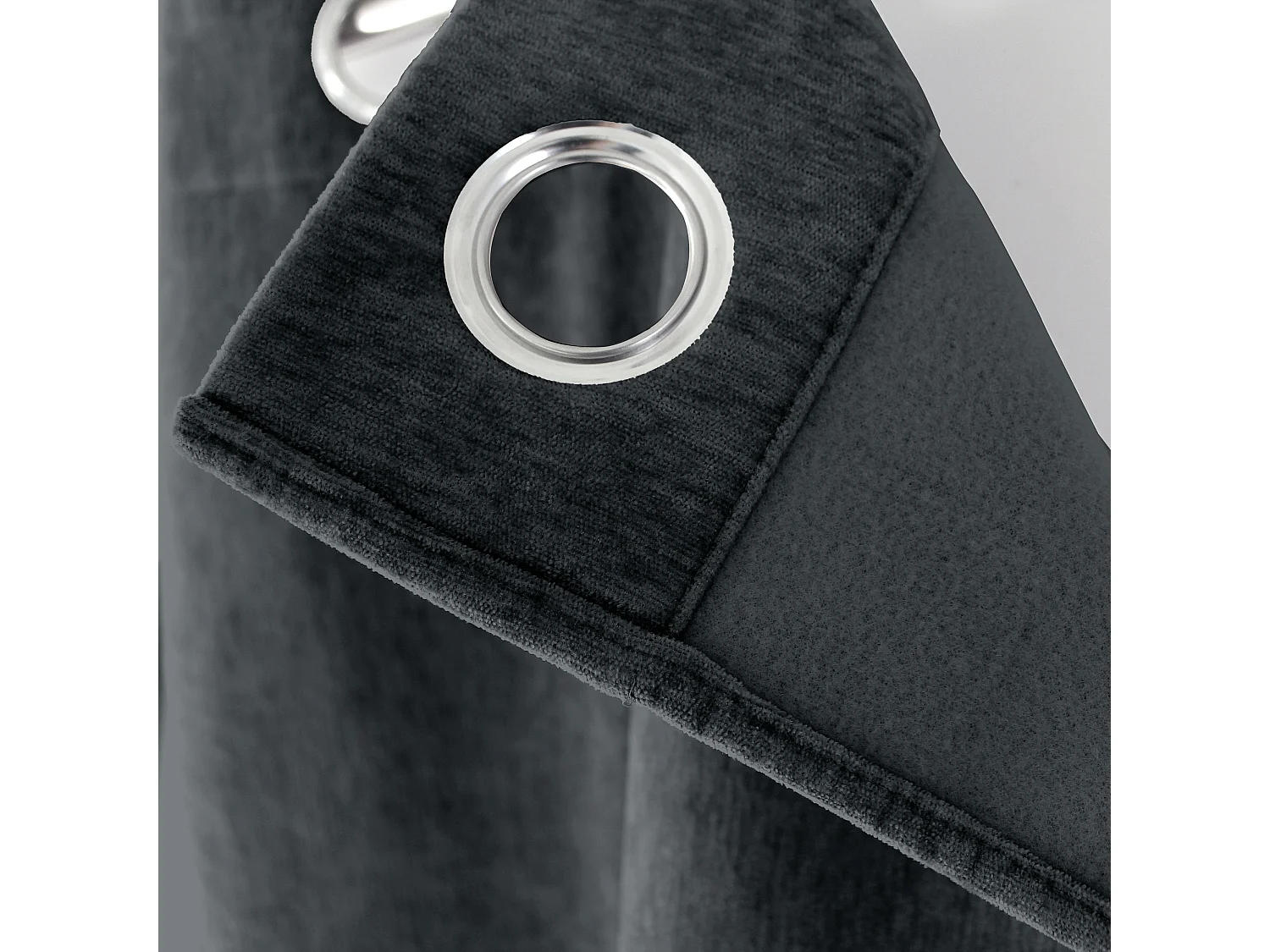 Lot de 2 Rideaux Thermique avec Œillets, Gris Foncé, Grande Hauteur, 140x260cm, Velours, Collection Velvet