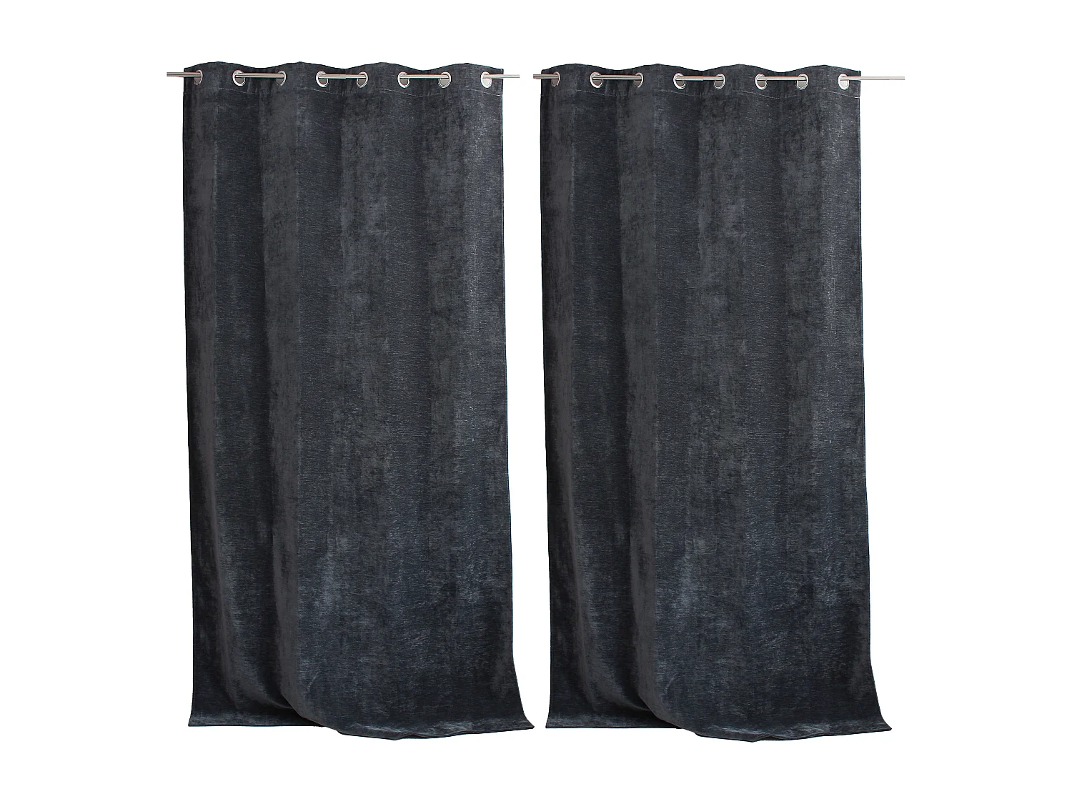 Lot de 2 Rideaux Thermique avec Œillets, Gris Foncé, Grande Hauteur, 140x260cm, Velours, Collection Velvet